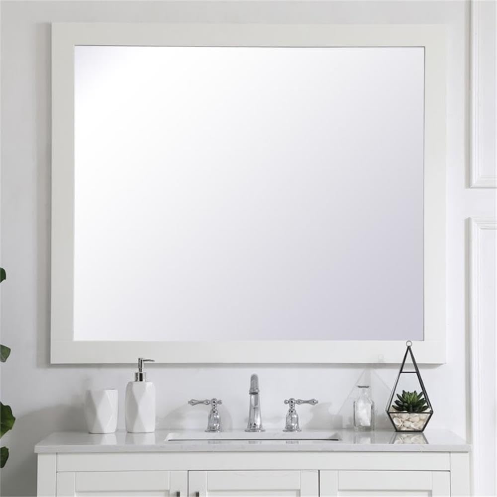 Angle. Elegant Decor - Aqua rectangle vanity mirror 42 inch in White - White.