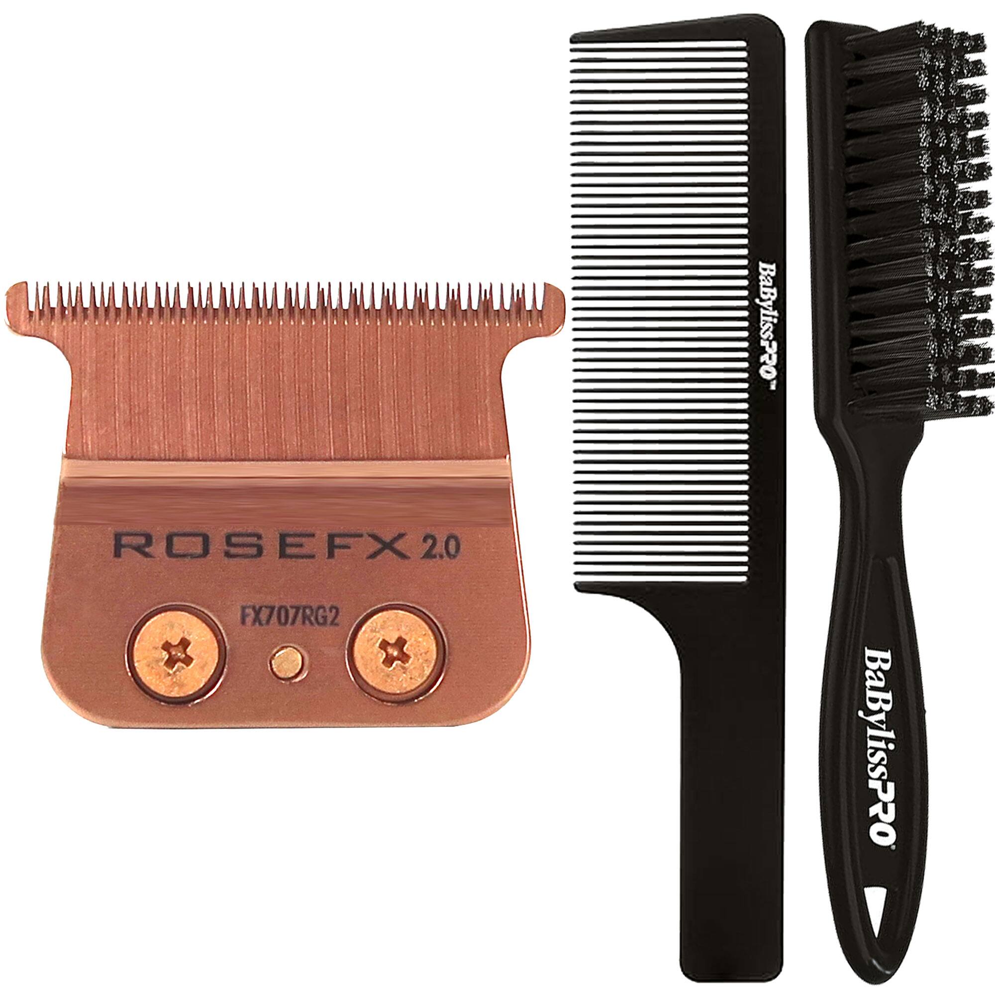 Front. Babyliss - Babyliss Pro Rose Gold FX707RG2 Deep Tooth T-Blade 2.0MM with Brush and 9'' Comb - Rose Gold.
