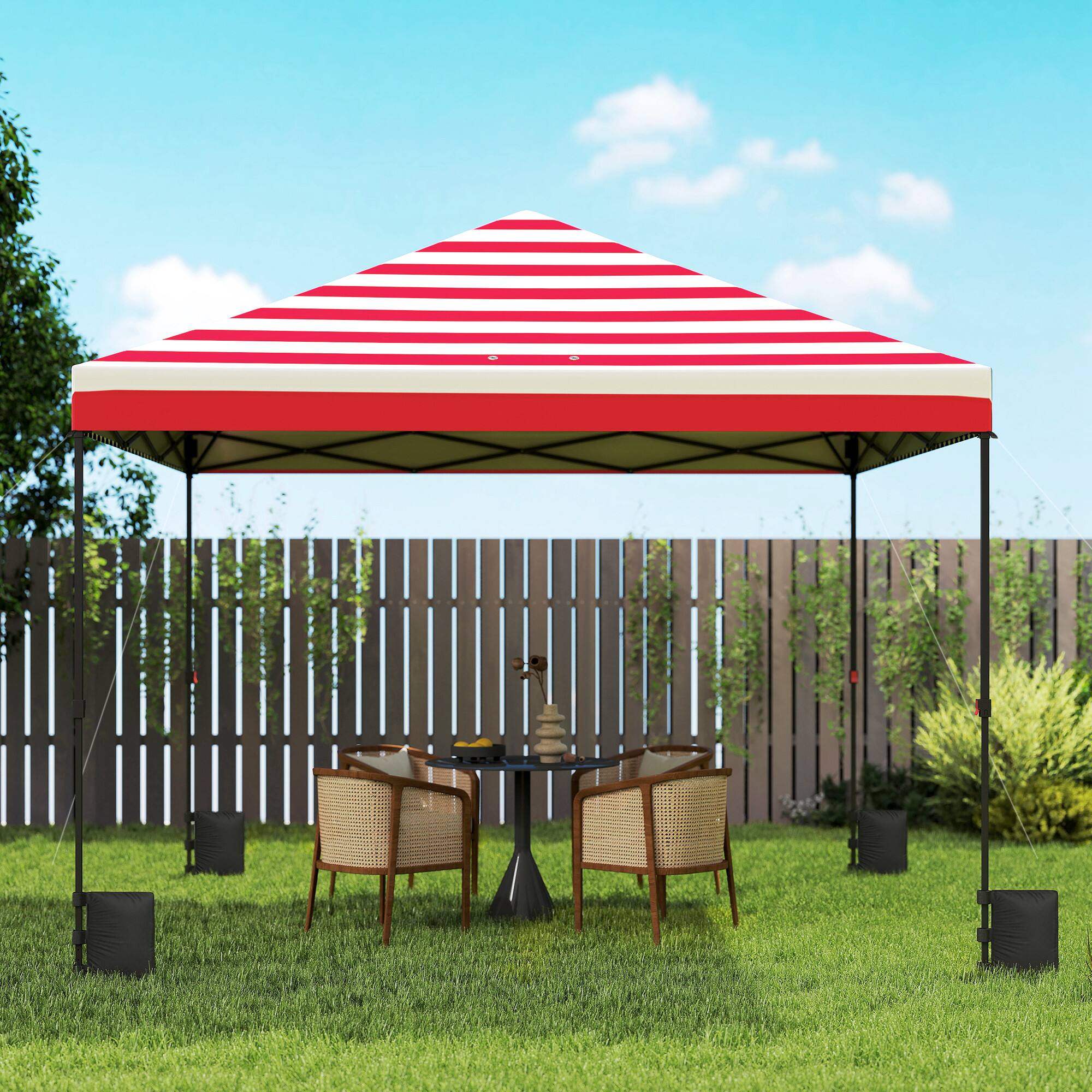 Alt View 8. Outsunny - 10 x 10 ft Pop Up Canopy Tent with One Push Setup, Easy Setup Outdoor Portable Instant Canopy Shelter.