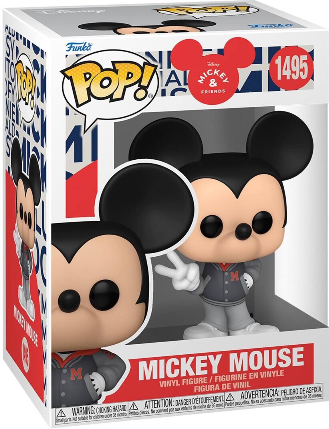 Funko, Disney, 1495, POP!, MICKEY & FRIENDS, MICKEY MOUSE, M, VINYL FIGURE / FIGURINE EN VINYLE, FIGURA DE VINIL, PELIGRO DE ASFIXIA, D'ÉTOUFFEMENT, ADVERTENCIA: para niños menores de 36 meses, DANGER, pequeños, No es adecuado, HAZARD, ATTENTION, aux enfants de moins de 36 mois, Partes pequeñas, WARNING, CHOKING, children under 36 months, Not suitable, Small parts.