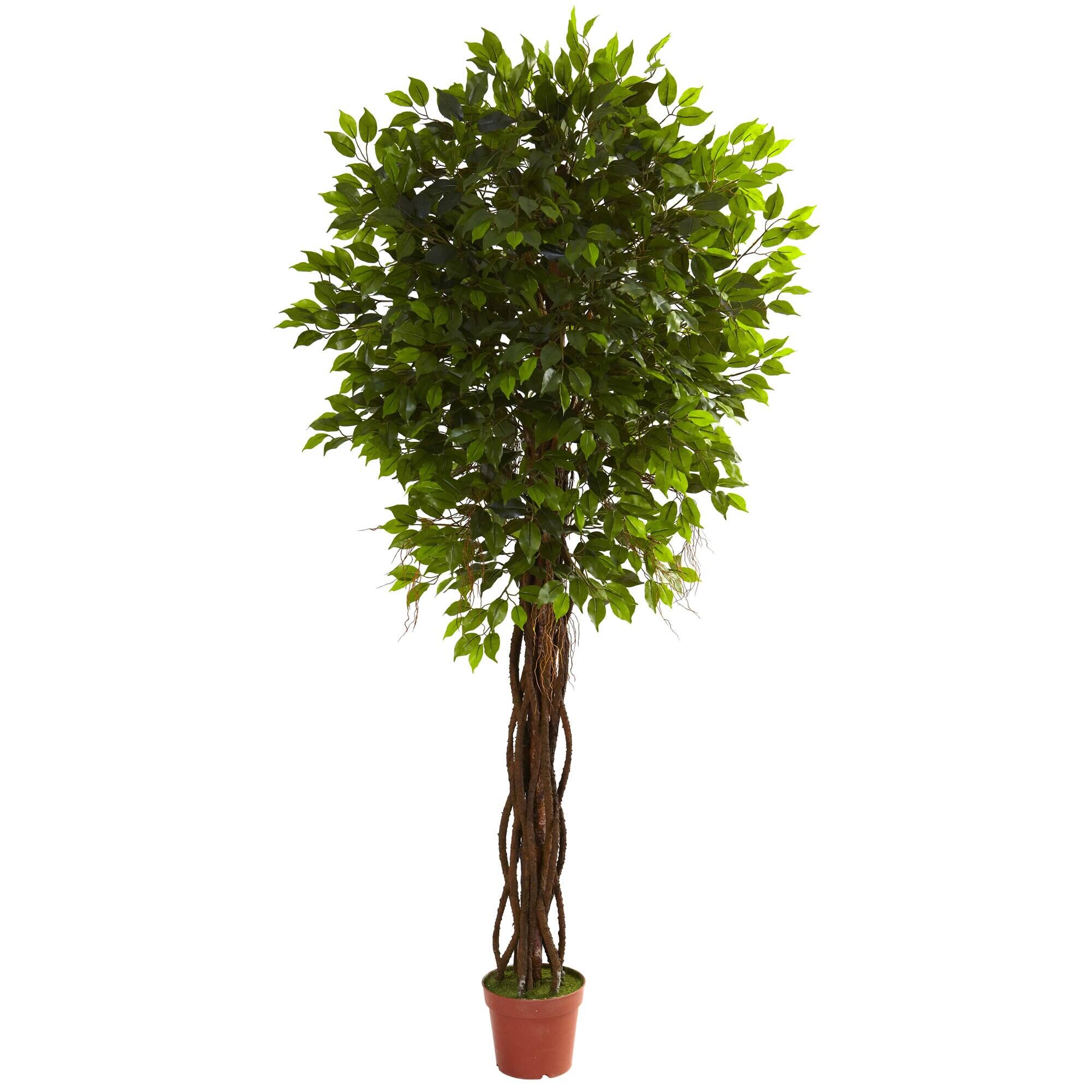 Front. BreeBe - 7.5' Ficus Tree UV Resistant w/1764 Lvs & 12 Vines (In/Out) - Green.