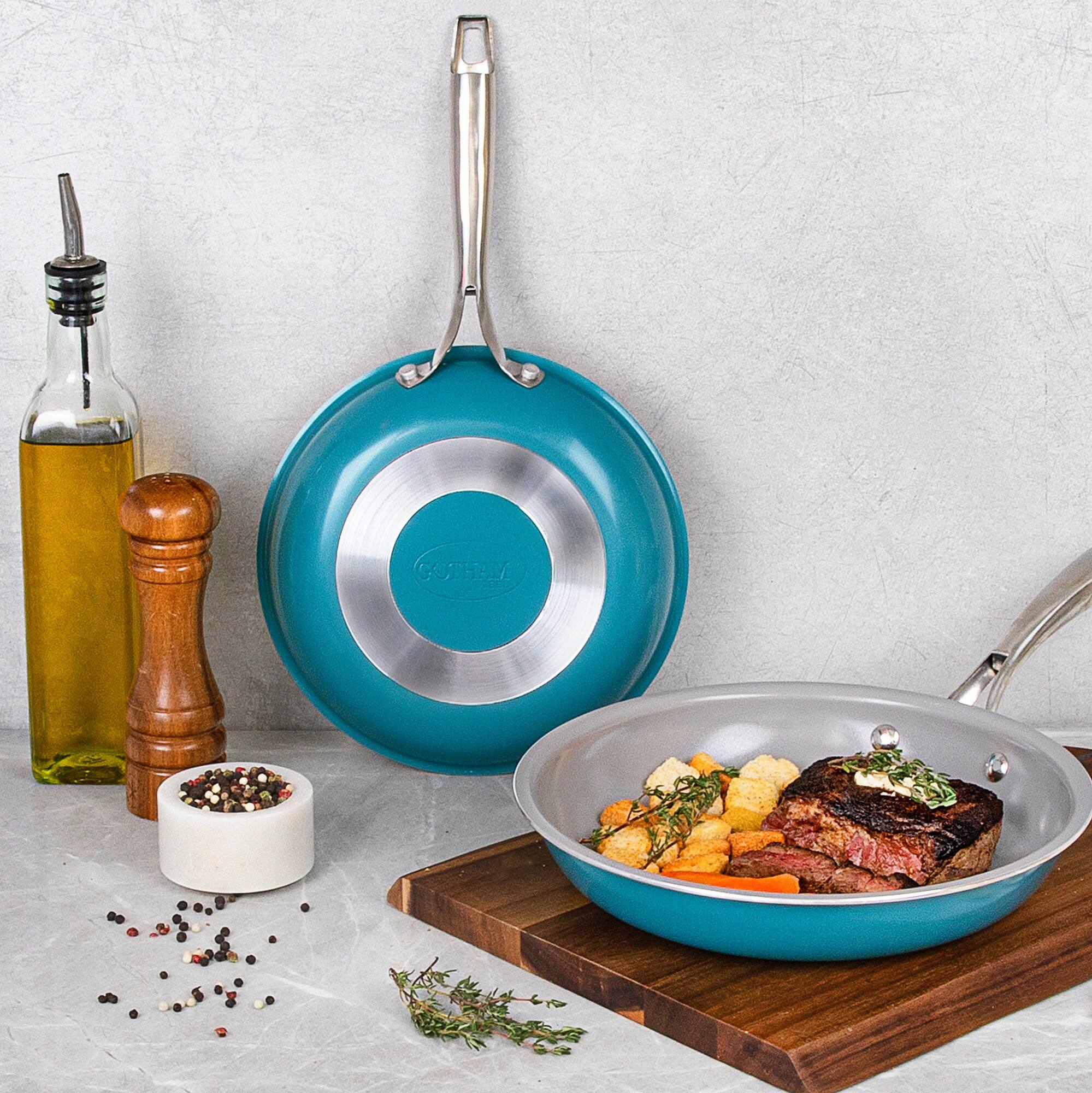 Alt View 6. Gotham Steel - Gotham Steel Nonstick Pots and Pans 15 Piece Set Ceramic Cookware Kitchen Set - Blue.