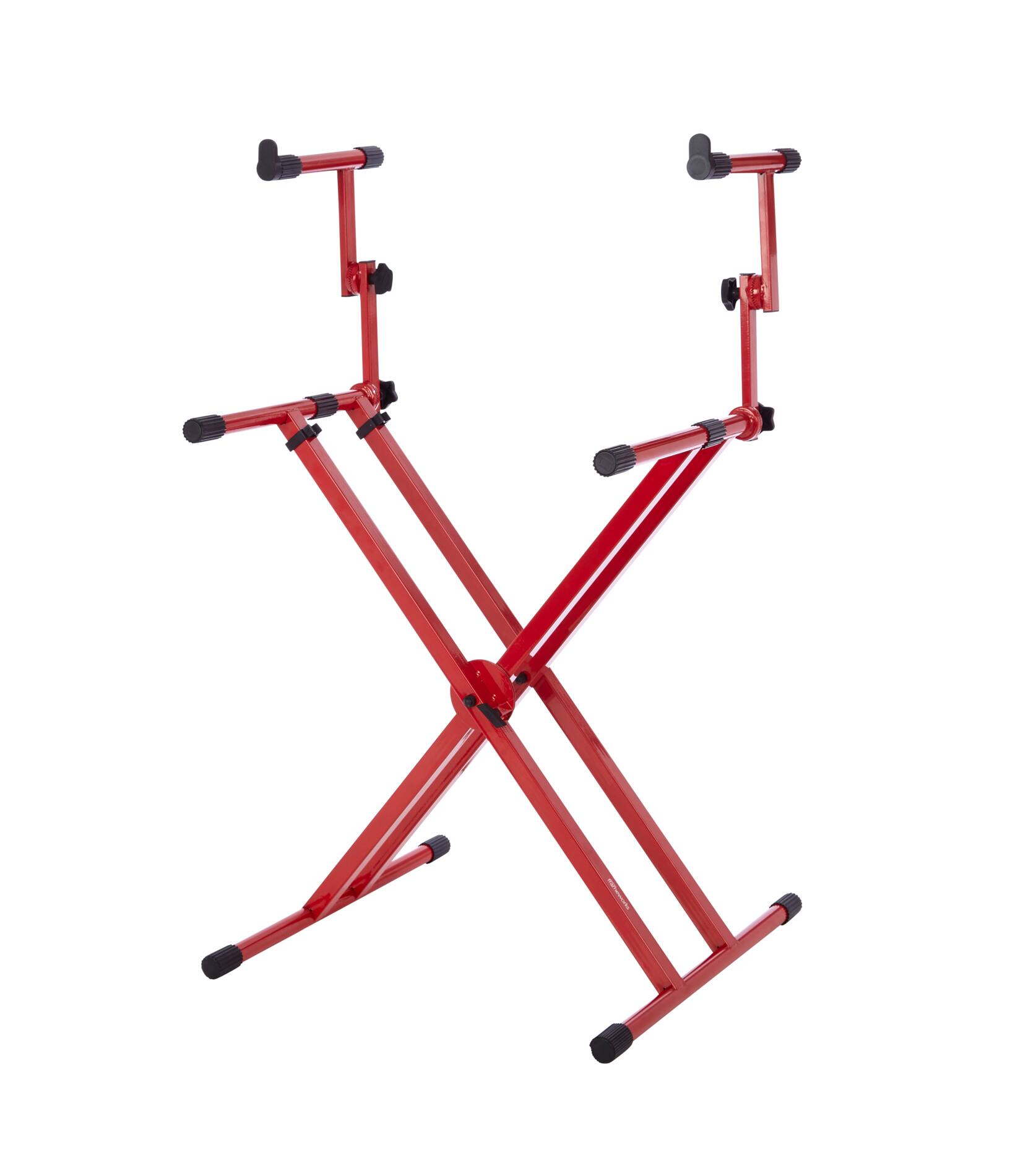 Angle. Gator Frameworks - Heavy-Duty 2-Tier X Stylee Keyboard Stand - Red.