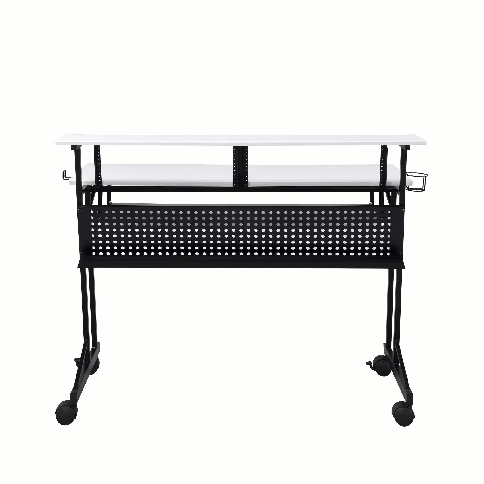 Left. GOODSILO - Professional Music Recording Studio Desk with Keyboard Shelf and Casters - Black+White.
