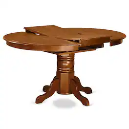 FurniFact - Elegant Oval Dining Table – Expandable Round Dining Table for 6 - Saddle Brown