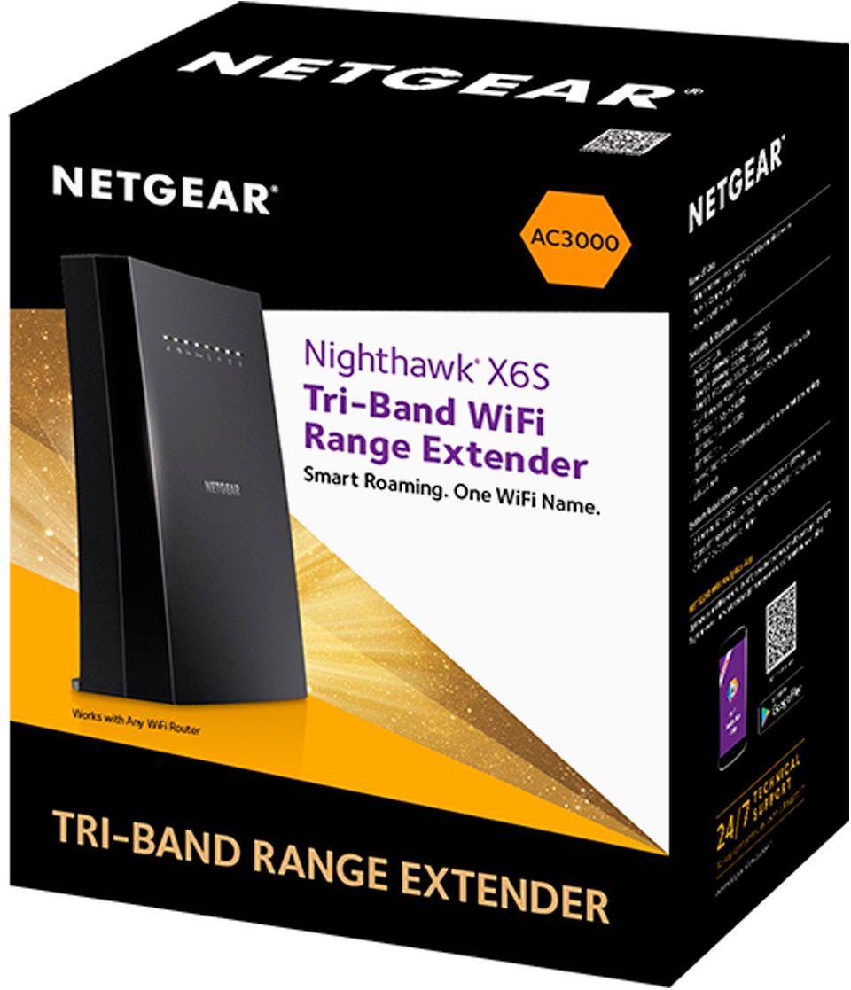Op tijd Vaarwel Hijsen Best Buy: NETGEAR Nighthawk Mesh X6S Tri-Band WiFi Mesh Extender, Seamless  Roaming, One WiFi Name, Works with any WiFi Router (EX8000) Black  EX8000-100NAS