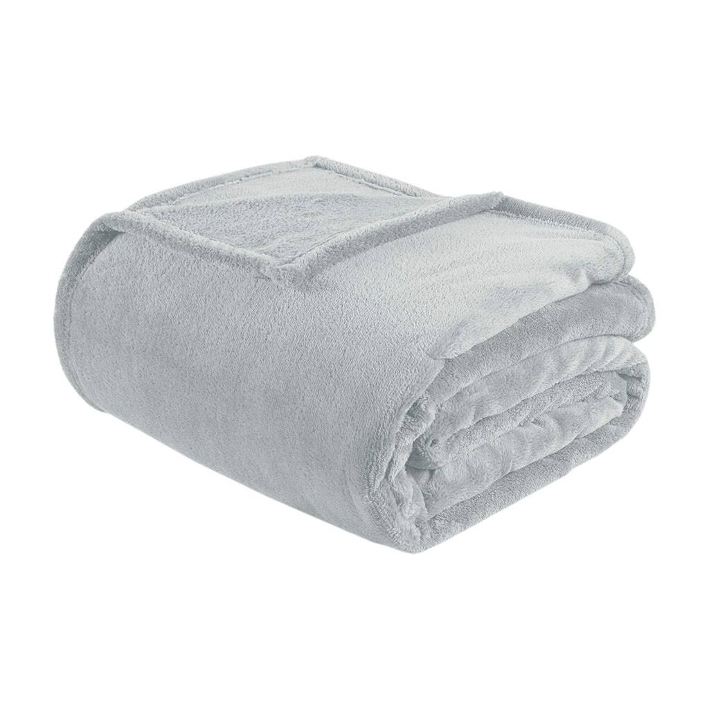 Front. Gracie Mills - Gracie Mills Wilmer Ultra Soft Oversized Microlight Plush Blanket - Grey.