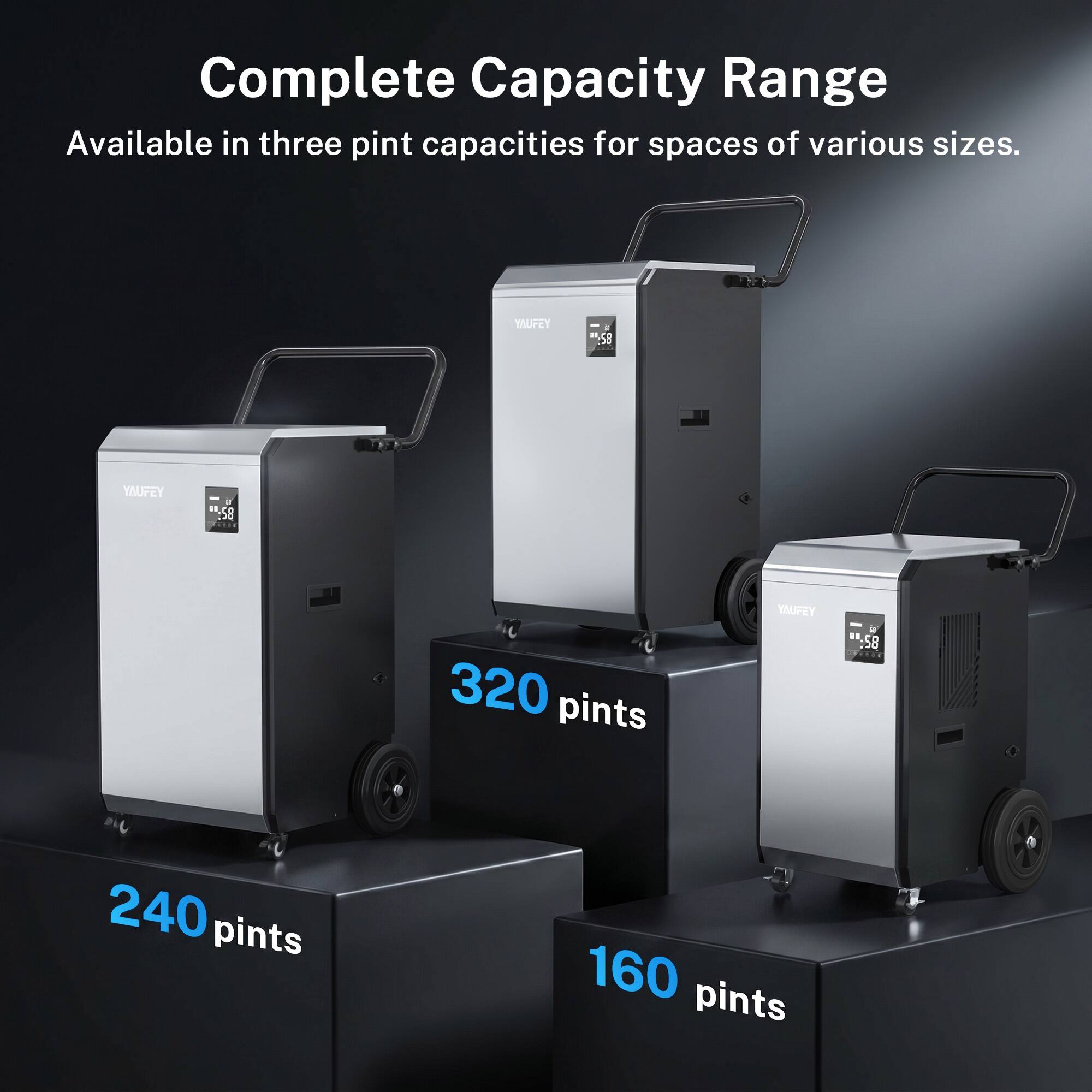 Complete Capacity Range Available in three pint capacities for spaces of various sizes. YAUFEY 958 YAUFEY 58 .... 320 pints YAUFEY 58 240 pints 160 pints