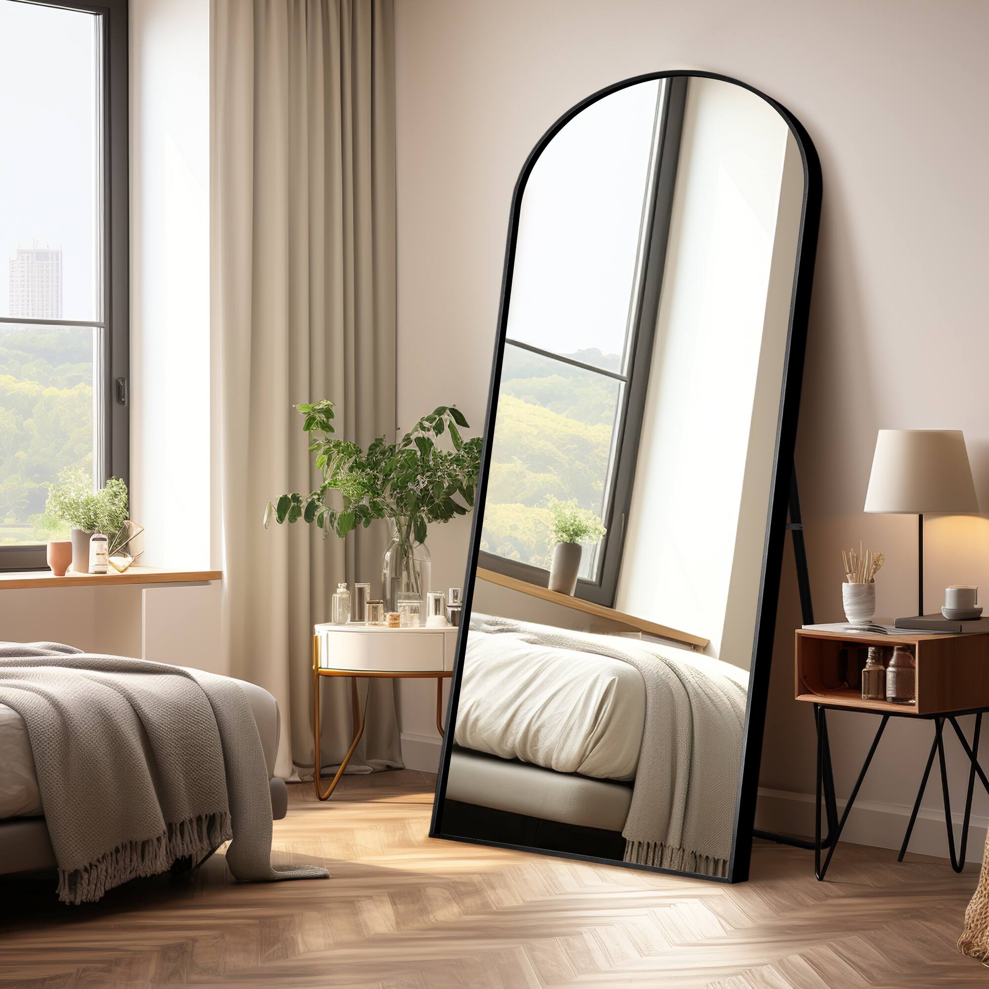 Alt View 2. PexFix - 31x71" Full Length Mirror, Metal Frame, Wall Mount or Leaning Floor Mirror for Bedroom & Entryway - Black.