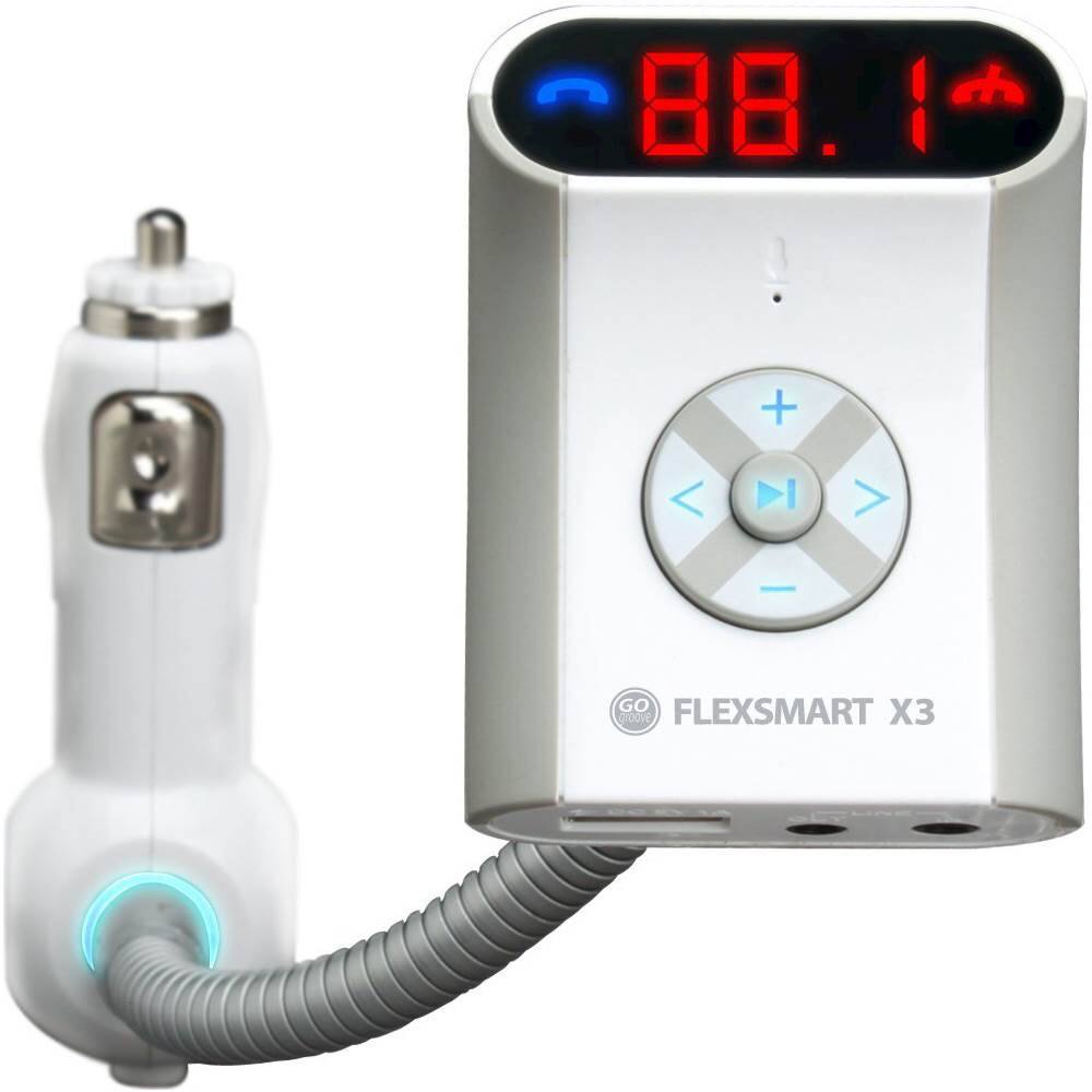 Front Zoom. GOgroove - FlexSMART X3 Bluetooth In-Car FM Transmitter - White.