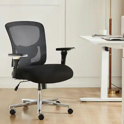 Front. Kadyn - 38.3" Big and Tall Office Chair, 500LBS Heavy Duty Mesh Ergonomic Chair with Lumbar Support & Wide Seat, Black - Black.