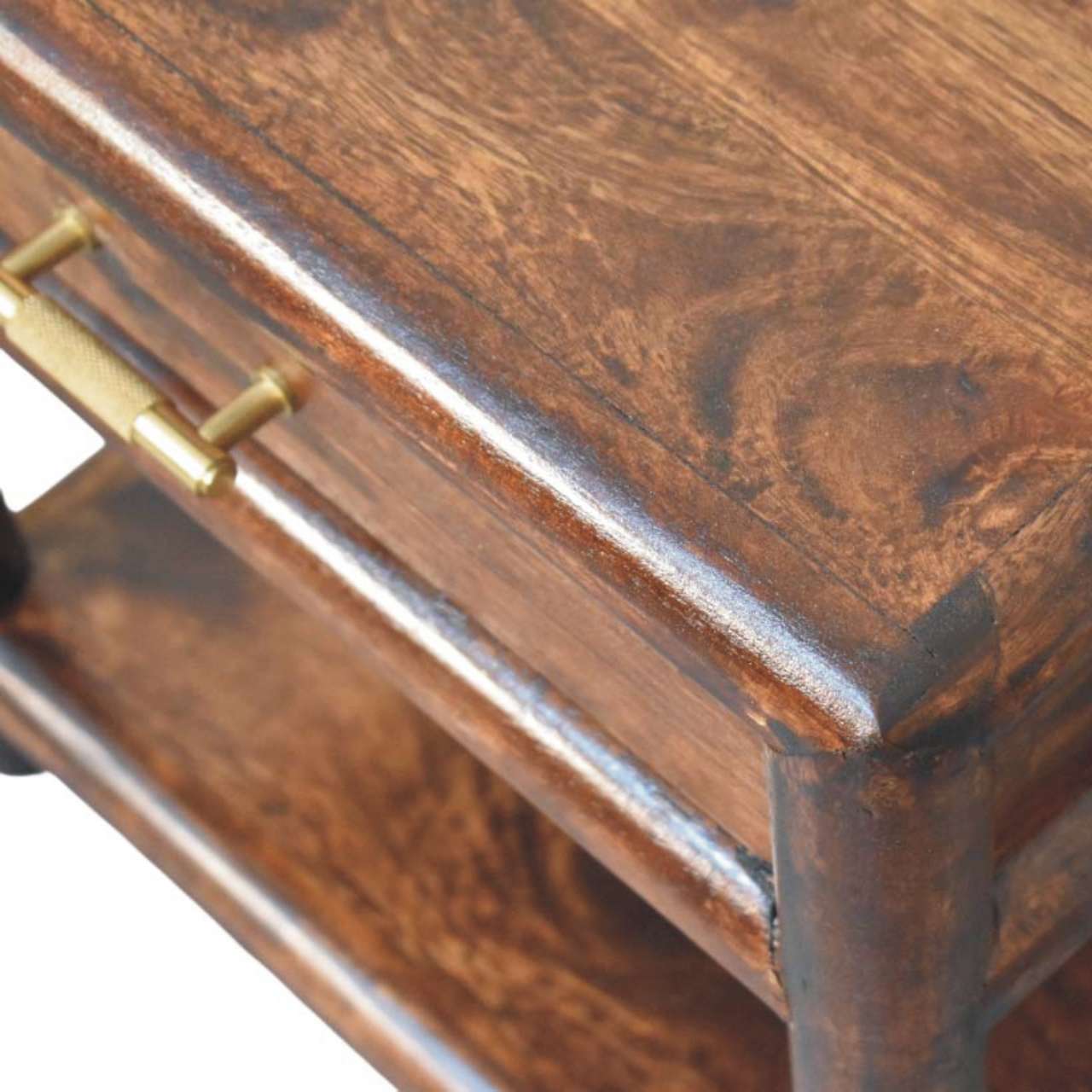 Alt View 2. Artisan Furniture - Artisan Furniture Solid Wood California Walnut Open Bedside, 1 Drawer and Shelf, Brown - Brown.