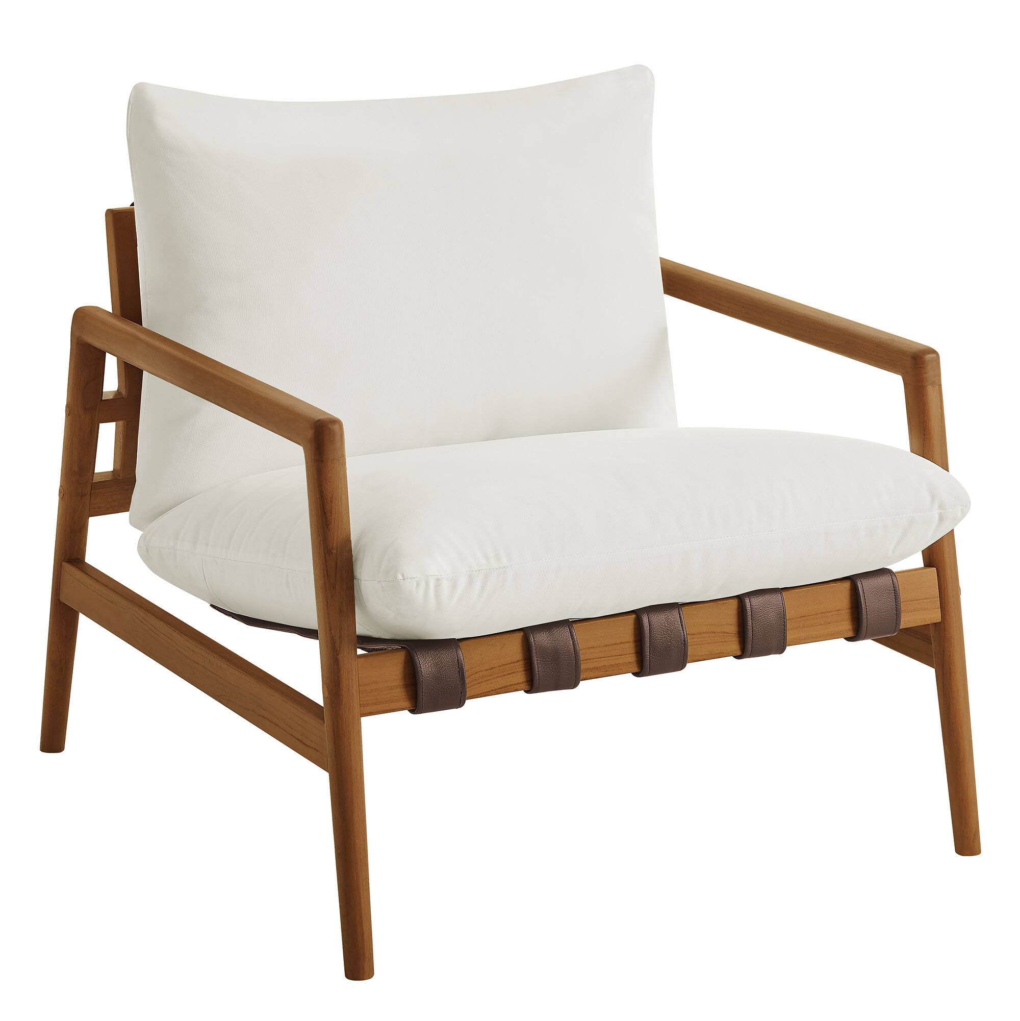Angle. Modway - Nomi Outdoor Teak Wood Sling Chair by Modway - Natural White.
