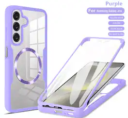 Dteck - Rugged Hybrid Magnetic Case for Samsung Galaxy A16 5G with Screen Protector Cover - Purple