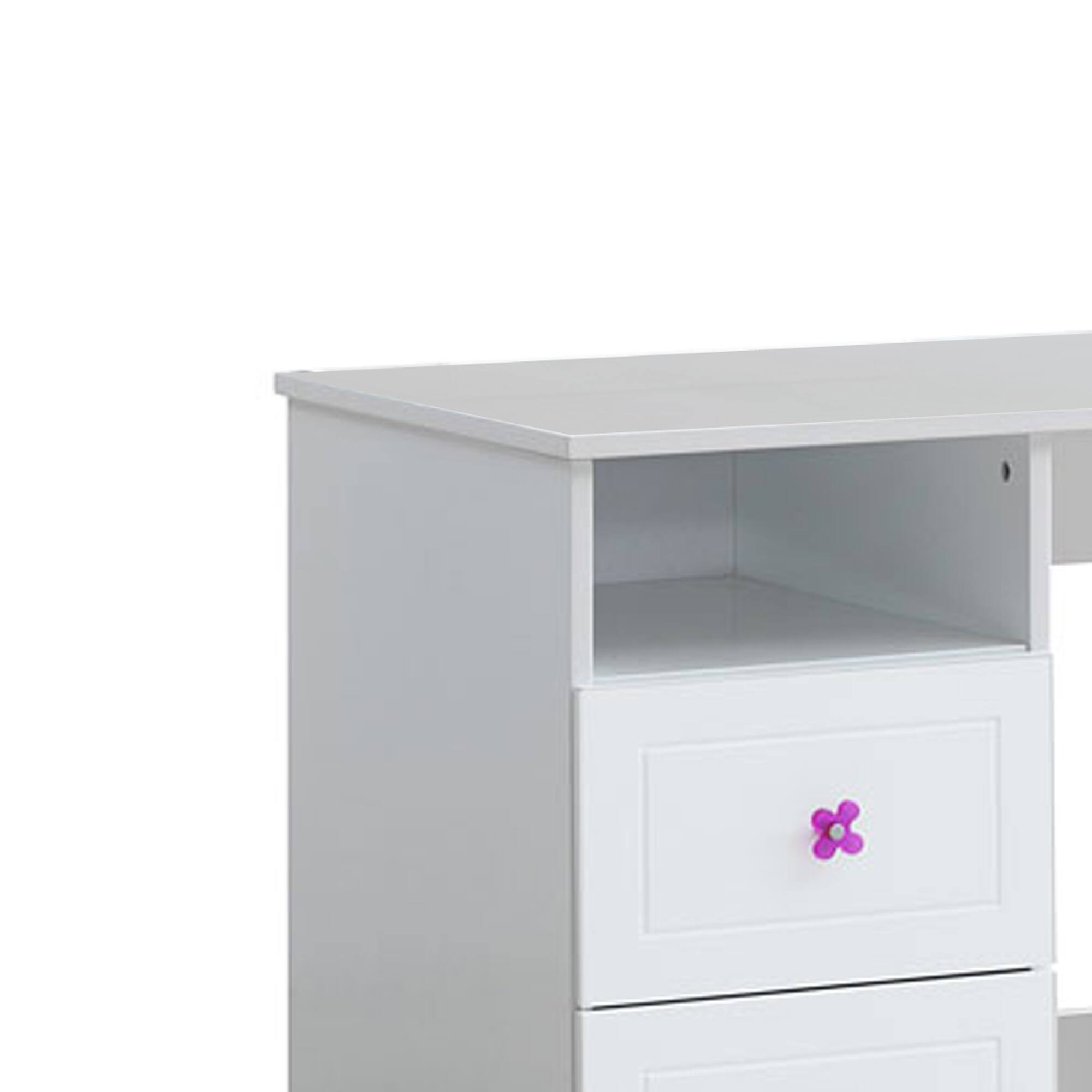 Angle. Manhattan Lane - Wooden Table Desk with 2 Drawers and 1 Open Compartment, White - White.