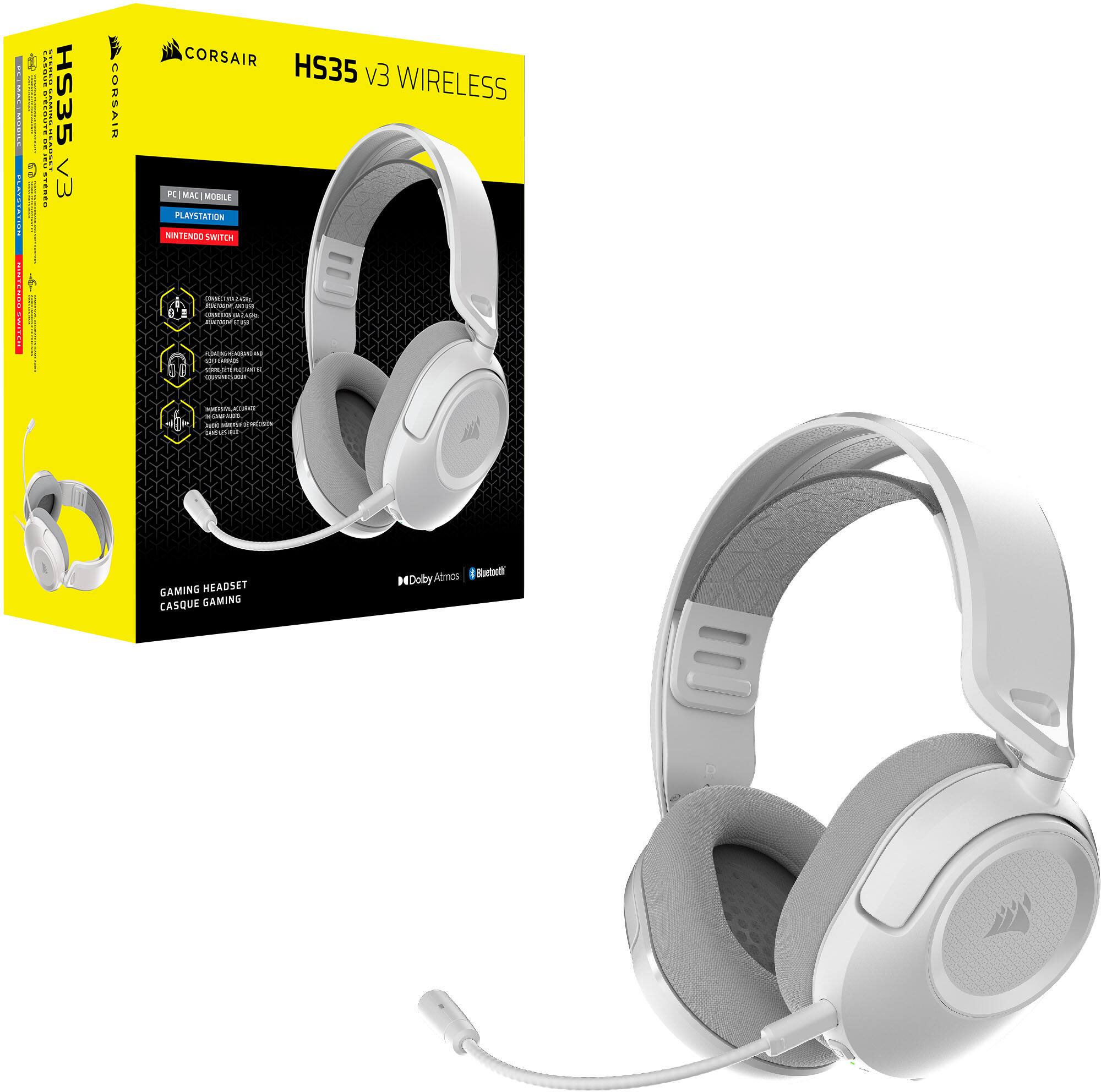 HS35 v3 WIRELESS  
CORSAIR HS35 V3 WIRELESS  
PC | MAC | MOBILE  
PLAYSTATION  
NINTENDO SWITCH  
GAMING HEADSET  
CASQUE GAMING  
Dolby Atmos  
Bluetooth