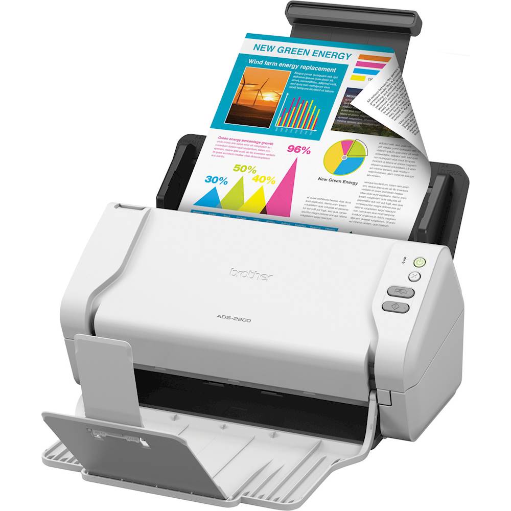 Angle View: Brother - ADS-2200 Desktop Color Duplex Scanner - White