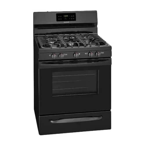 Left View: GE Profile - 6.8 Cu. Ft. Freestanding Double Oven Gas Convection Range - Black stainless steel