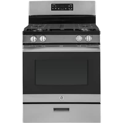 GE - 5.0 Cu. Ft. Freestanding Gas Range - Stainless steel