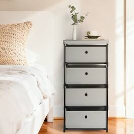 Oumilen - 4-Drawer Fabric Storage Tower with Light Top, Light - Gray