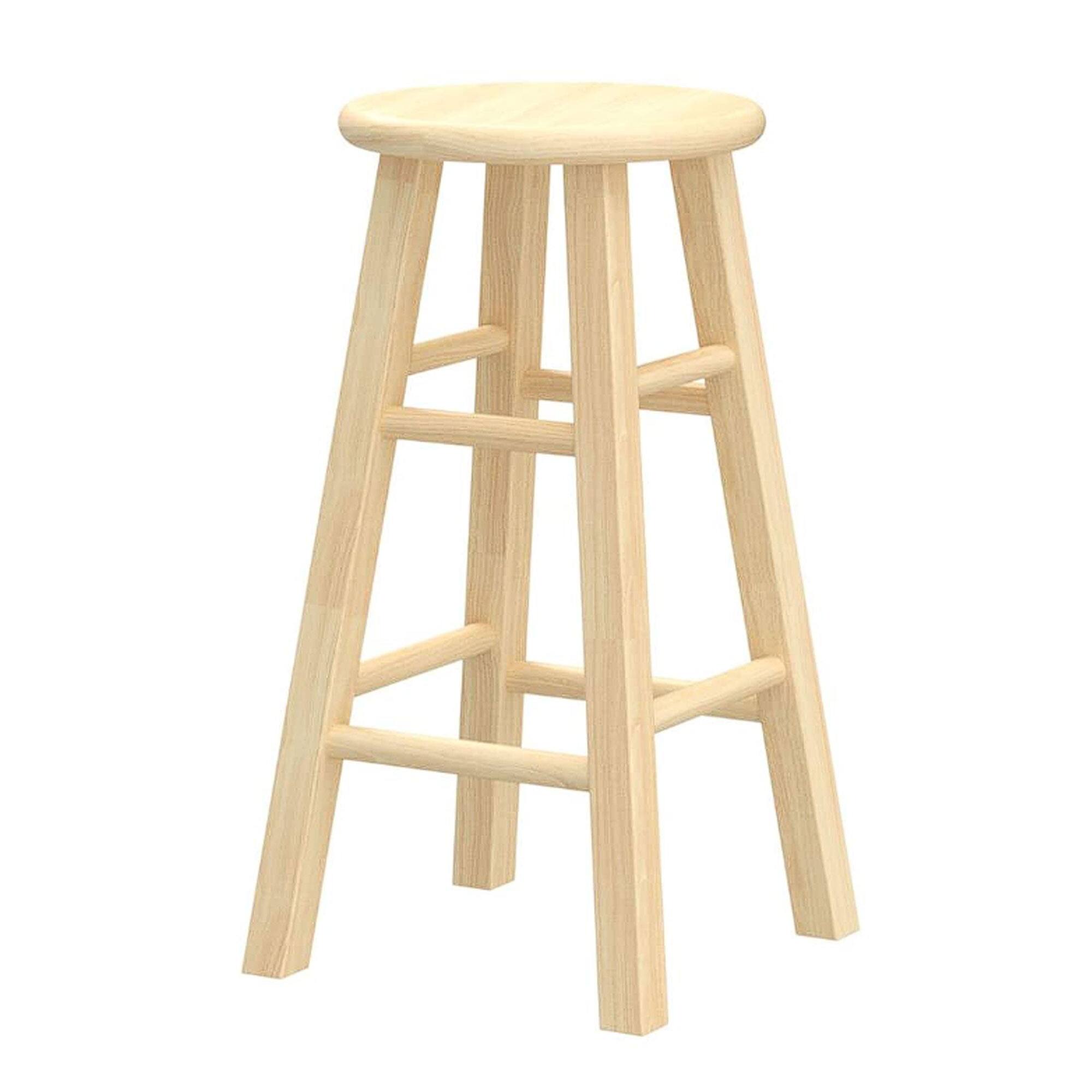 Alt View 2. PJ Wood - PJ Wood Classic Round Seat 24" Tall Kitchen Counter Stools, Natural (Set of 4) - Natural Brown.