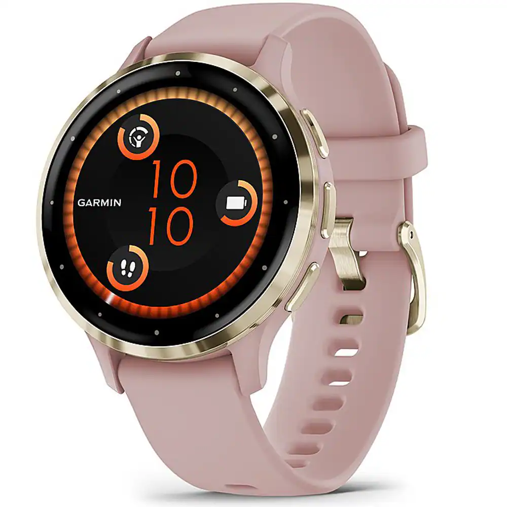 Alt View 2. Garmin - Venu 3S GPS Smartwatch Gold Steel Bezel w/ Dust Rose Case + Accessories Kit - Stainless Steel and Dust Rose.