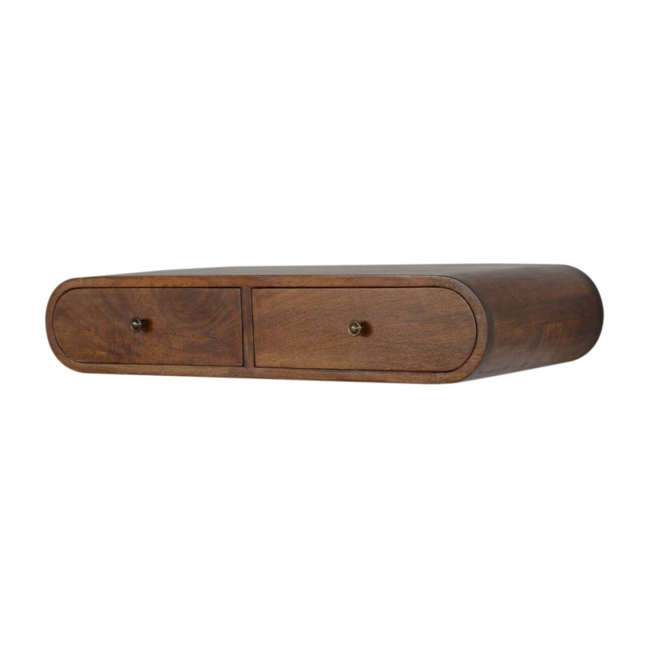 Back. Artisan Furniture - Artisan Furniture Solid Wood Floating Chestnut London Console, 2 Drawers, Dark Brown Color - Dark Brown.