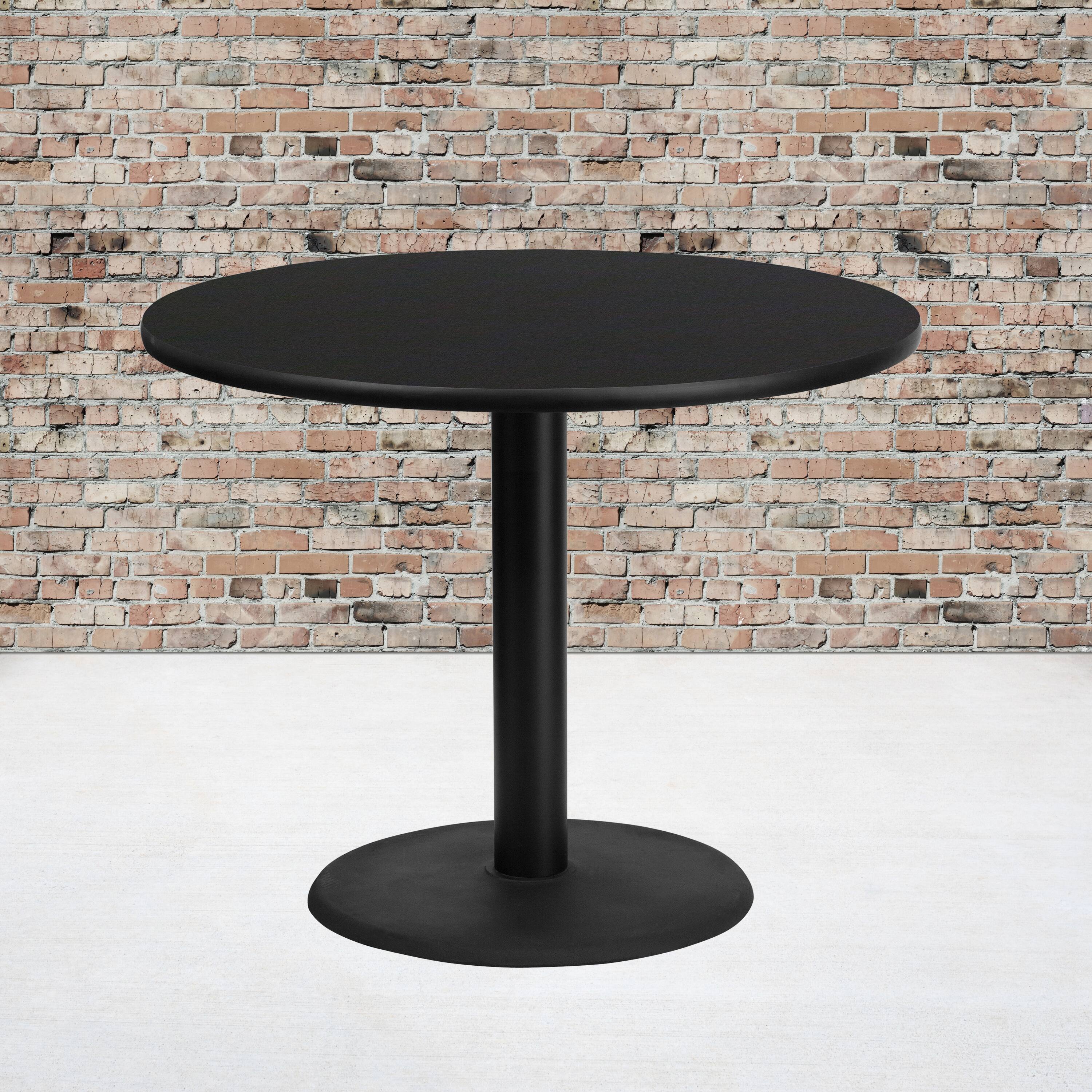Alt View 1. Emma + Oliver - 36" Round Laminate Table Top with 24" Round Table Height Base - Black.