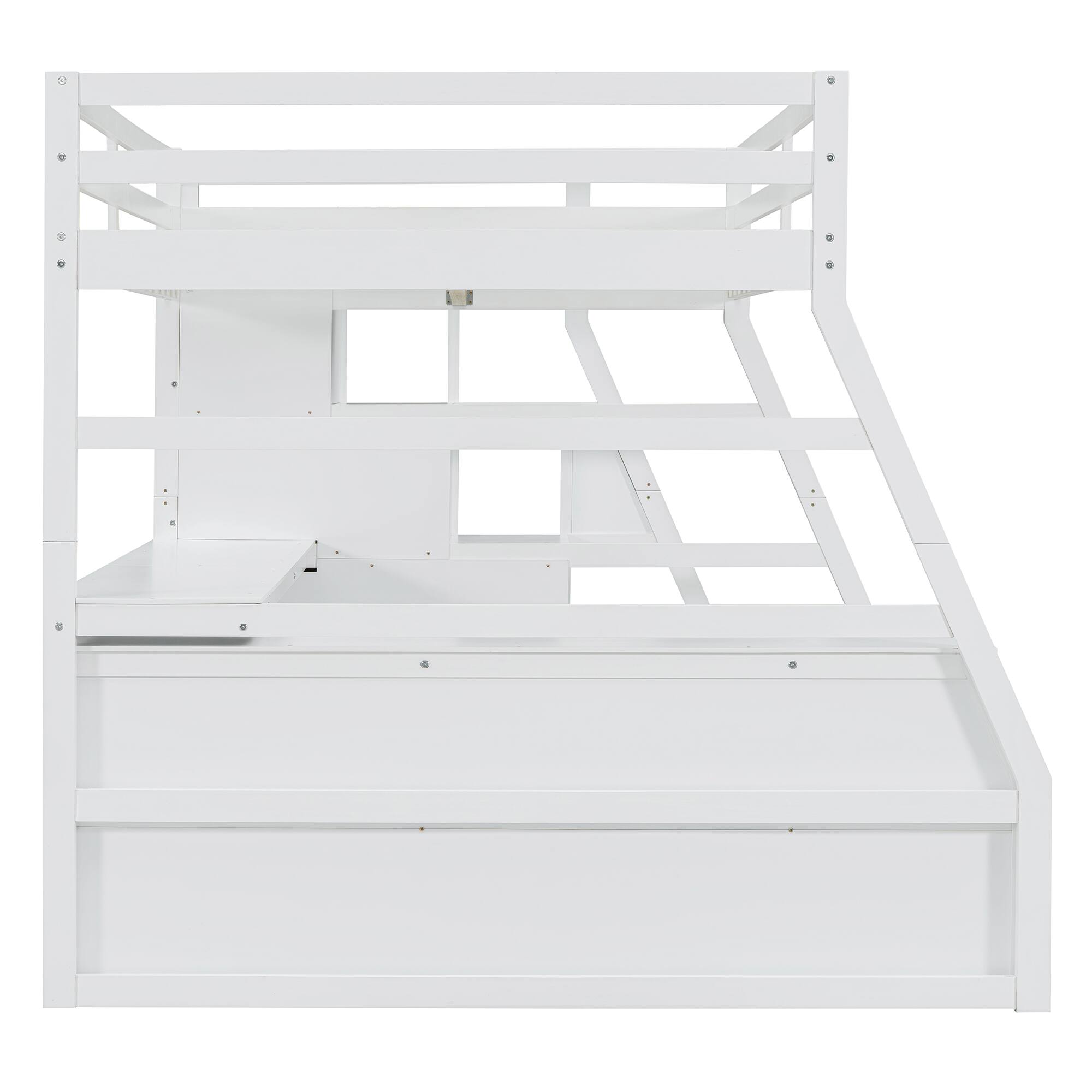 Alt View 5. Tiramisubest - Full Size White Loft Bed with 7 Drawers, 2 Shelves & Desk - Plywood - White.