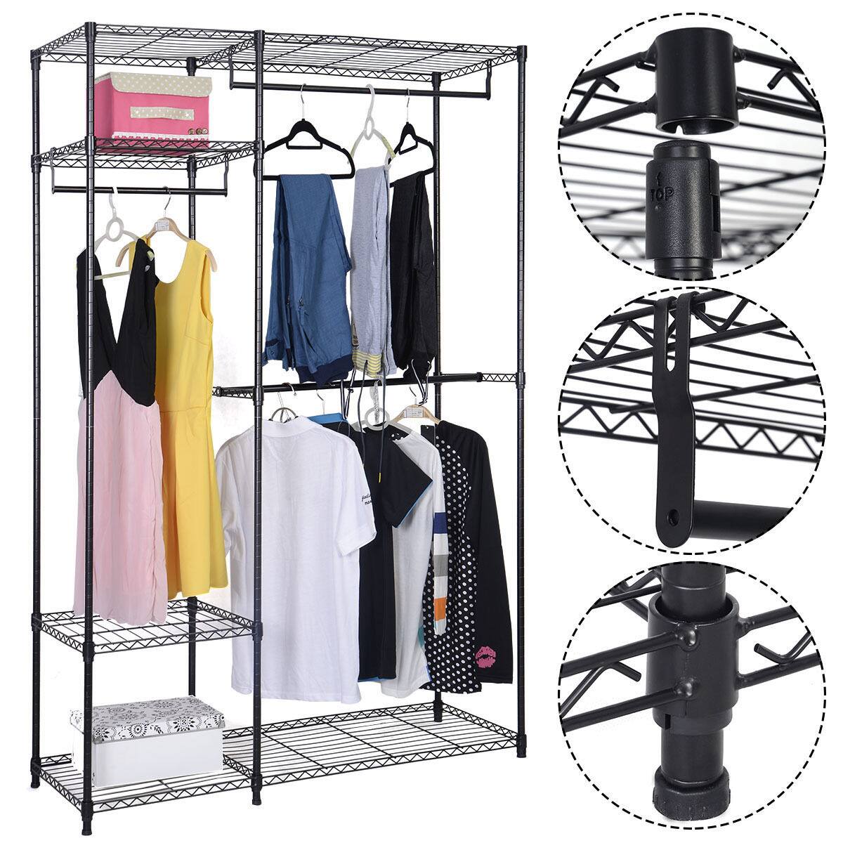 Alt View 3. Costway - Costway 48"x18"x71" Closet Organizer Garment Rack Portable Clothes Hanger Home Shelf - Black.