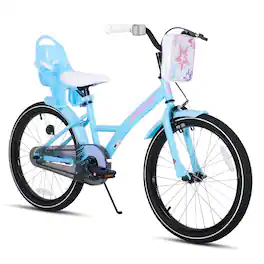 JOYSTAR - Zinnia 20" Kids Bike for Ages 7-13 Girls, Children's Bicycle with Training Wheels & Doll Seat - Blue