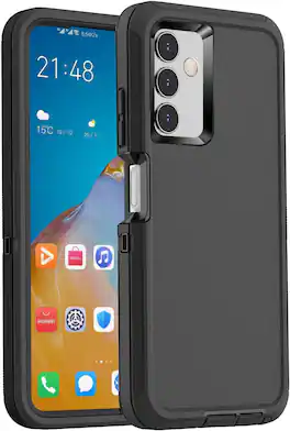 Entronix - Heavy Duty Case for Samsung Galaxy A15 - Triple-Layer Protection - Black