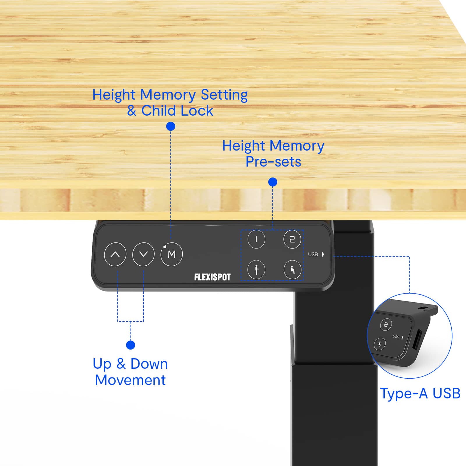 FlexiSpot E7Pro 55''W Electric Adjustable Standing Desk, /Black