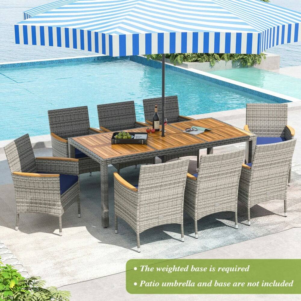 - The weighted base is required
- Patio umbrella and base are not included