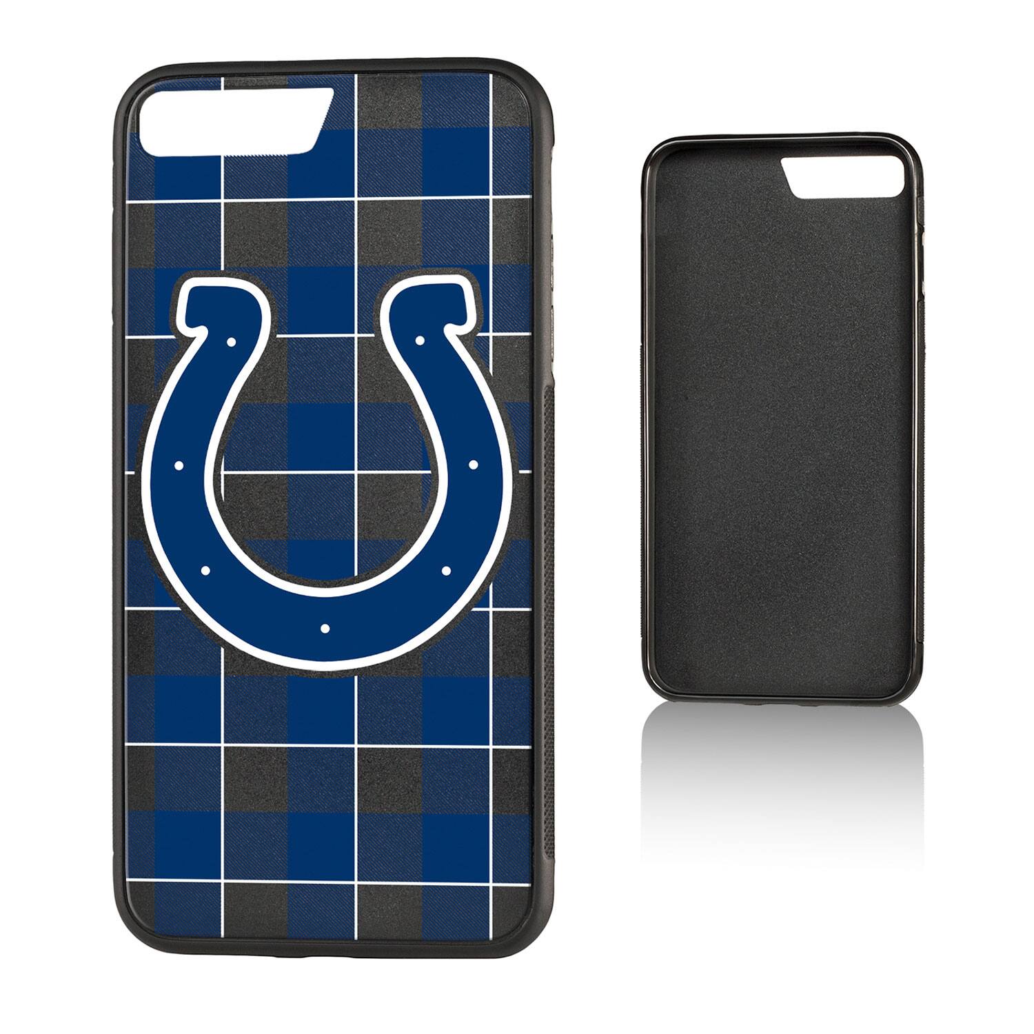 Alt View 3. Keyscaper - Indianapolis Colts iPhone Plaid Design Bump Case - XR - Multicolor.