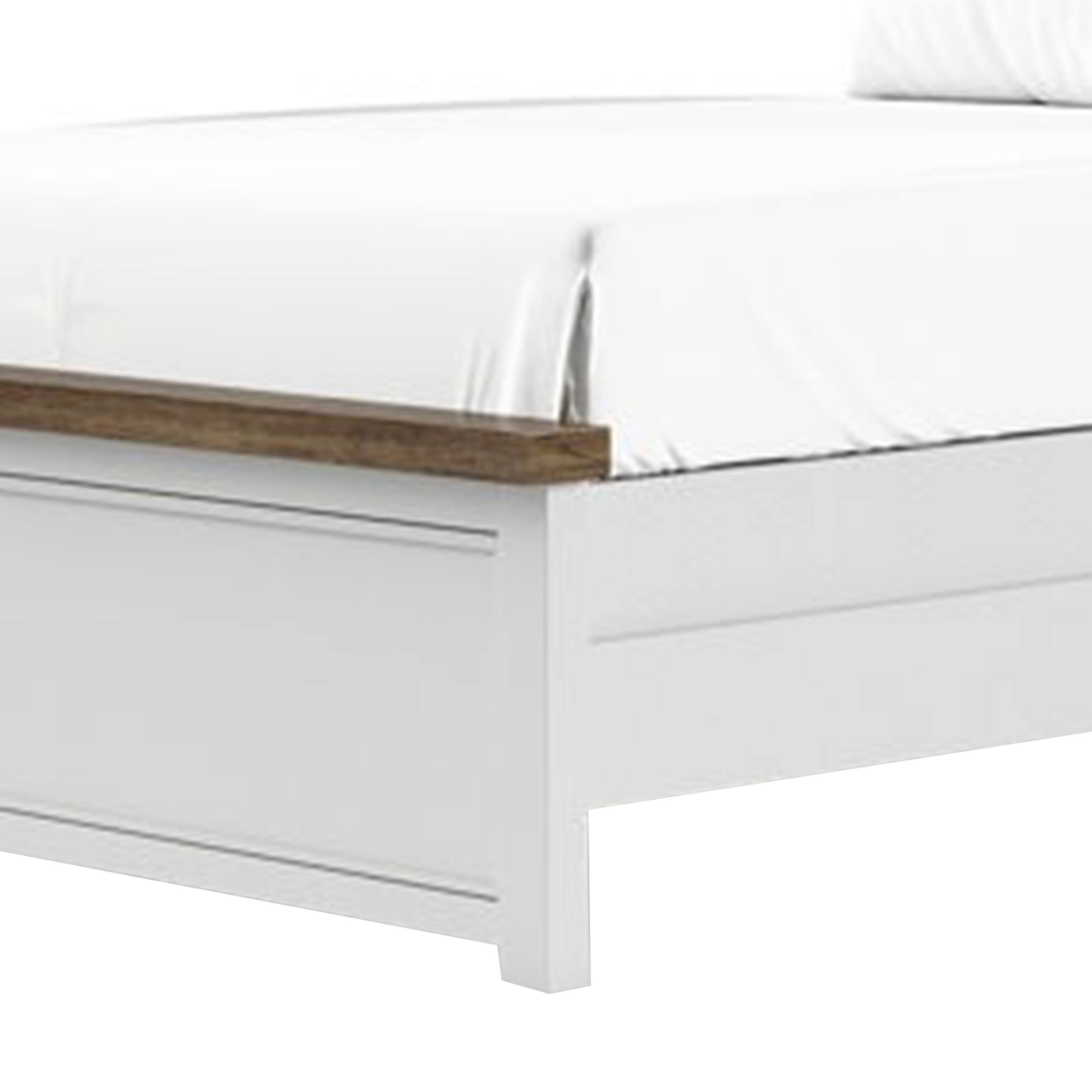Left. Manhattan Lane - Tela Full Size Bed w Recessed Panel Headboard, Dark Brown Trim - White, Dark Brown.