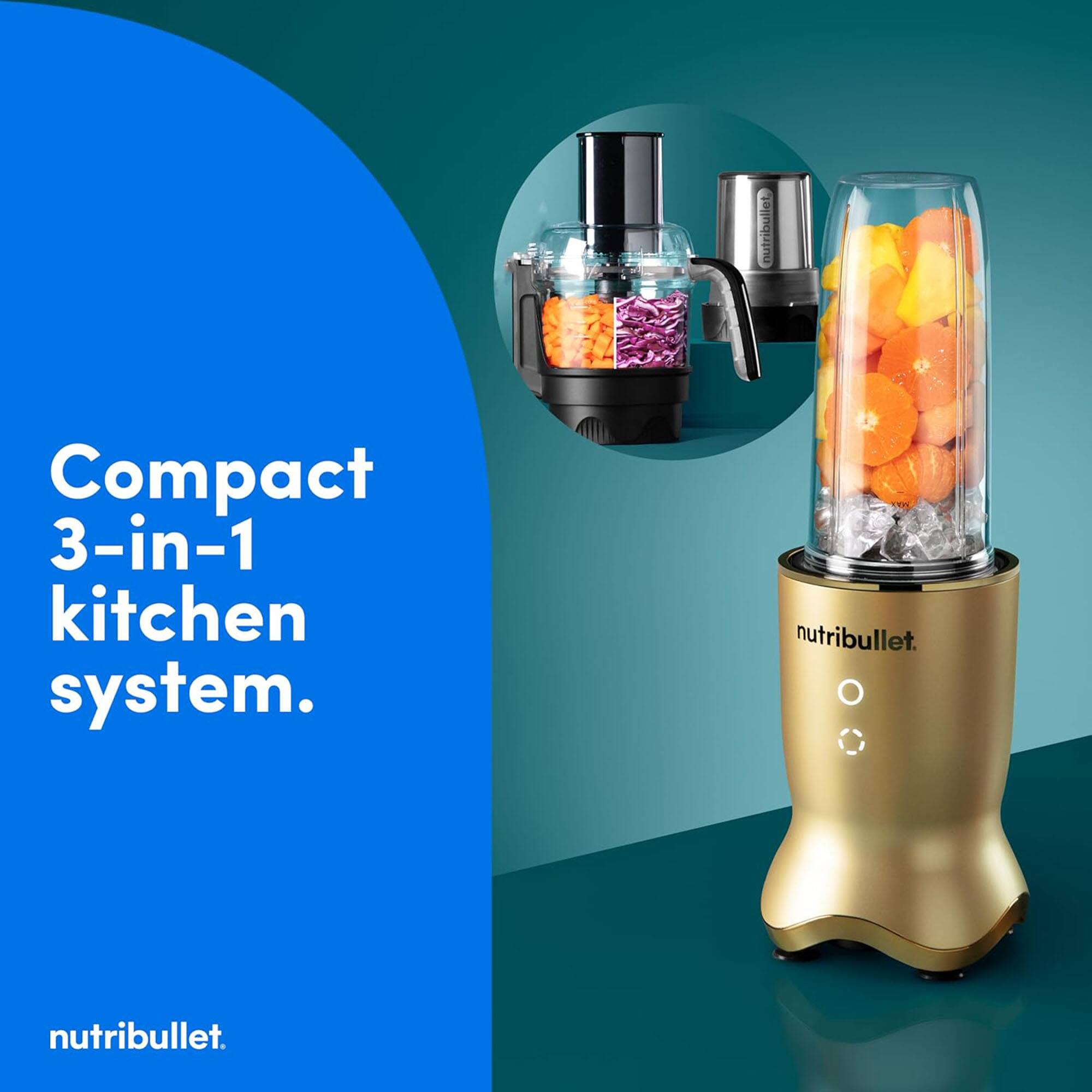 nutribullet Compact 3-in-1 kitchen system. nutribullet.