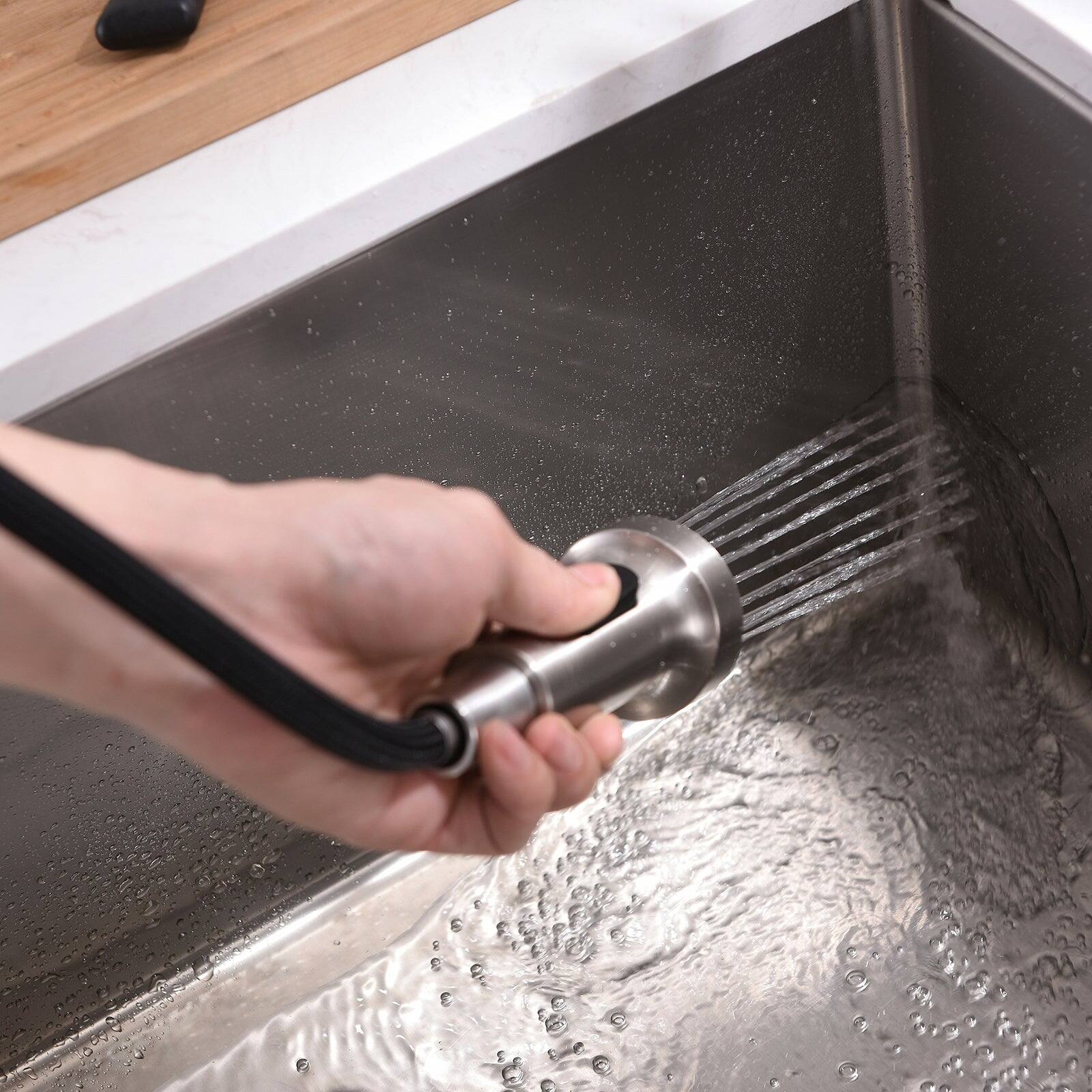 Alt View 5. Boyel Living - Brushed Nickel Single Handle Touchless Sensor Gooseneck Pull Down Sprayer Kitchen Faucet - Brushed Nickel.