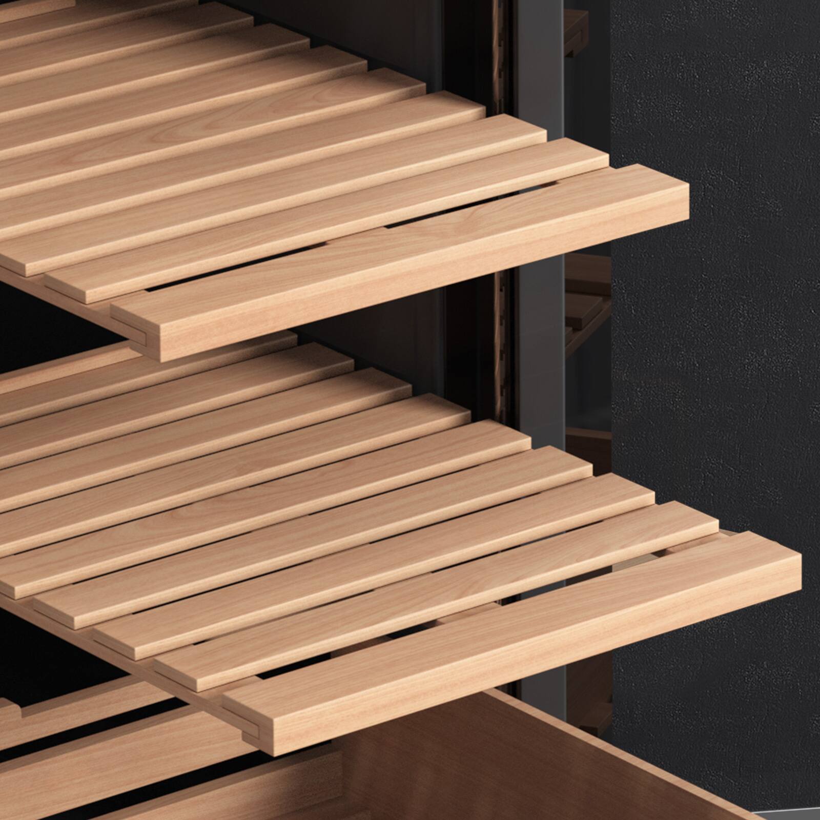 Alt View 3. KingChii - 26L Thermoelectric Cigar Humidor with Temperature Control, Spanish Cedar Shelves and Hygrometer(200 Capacity) - Black.