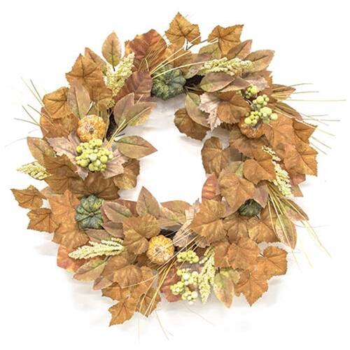 Front. BreeBe - Wind Washed Fall Foliage Wreath - 24" - Multicolor.