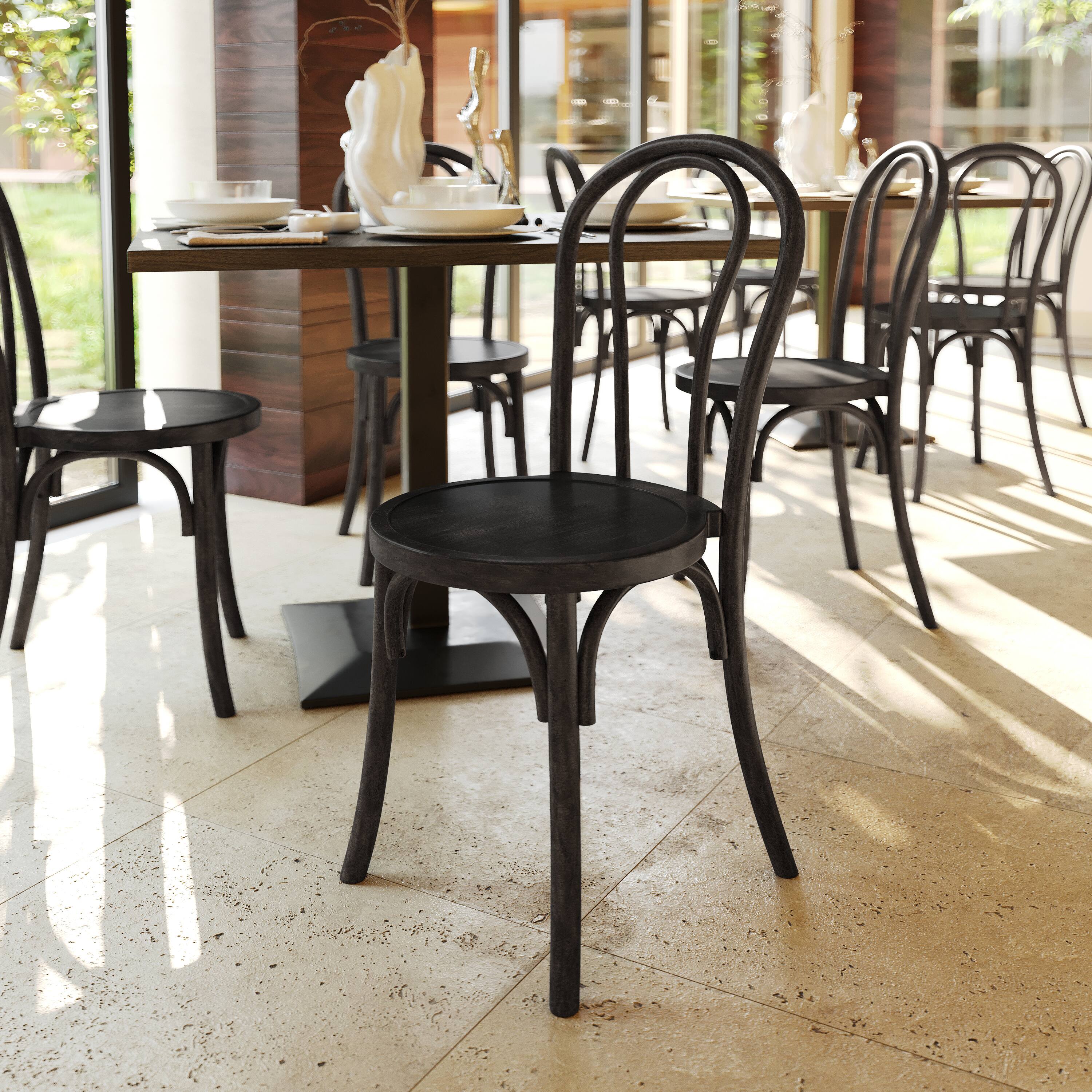 Alt View 2. Flash Furniture - Betsy Commercial Grade Early American Thonet Style Solid Wood Stackable Dining Chair - Brown.