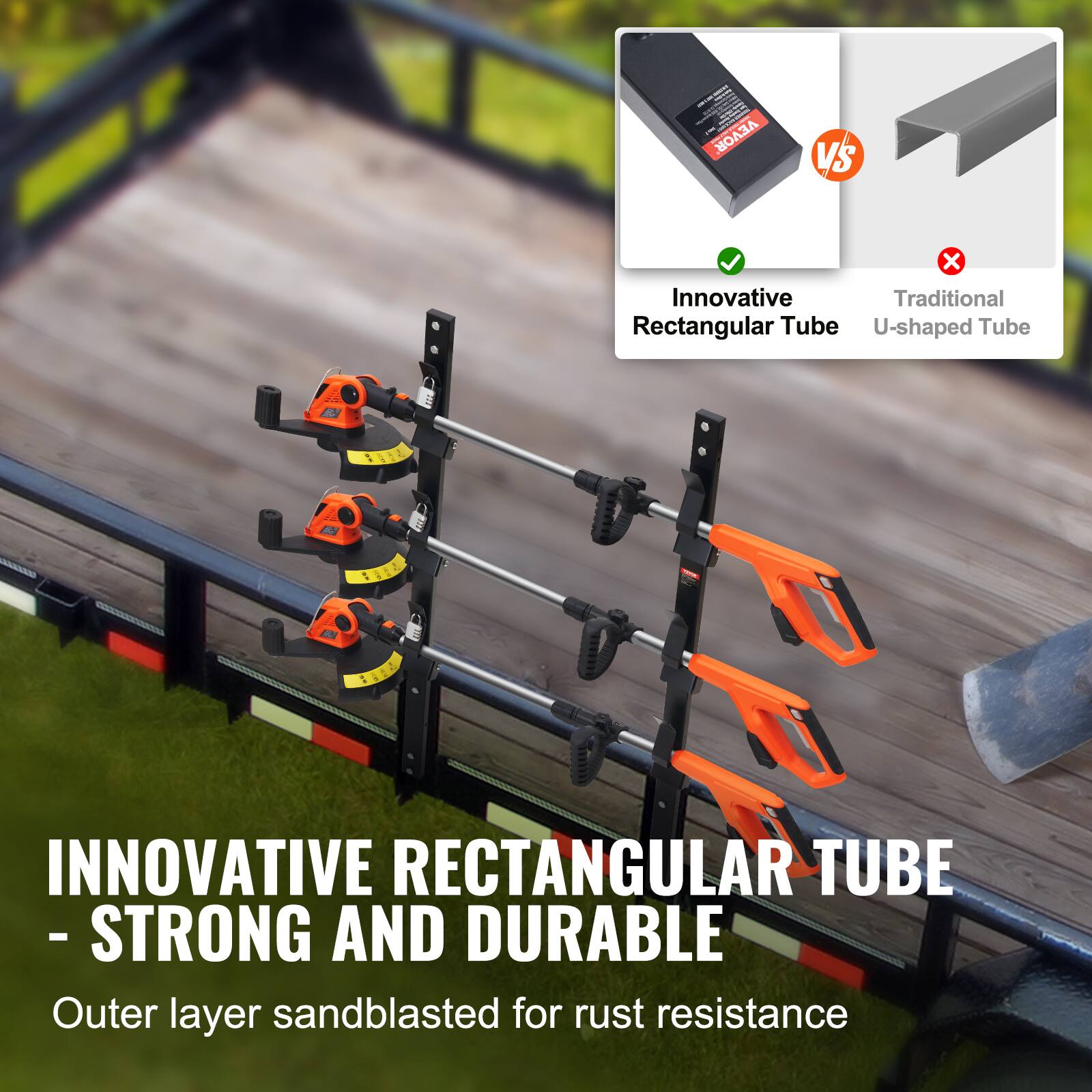 INNOVATIVE RECTANGULAR TUBE  
- STRONG AND DURABLE  
Outer layer sandblasted for rust resistance  

Innovative Rectangular Tube  
Traditional U-shaped Tube