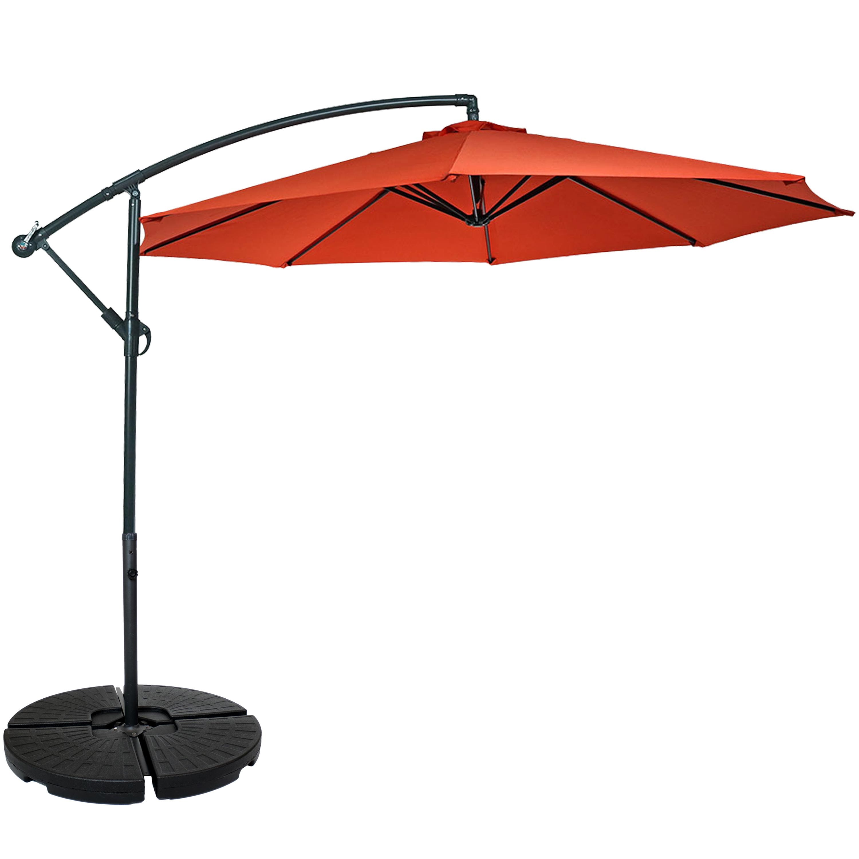 Sunnydaze - 10' Offset Patio Umbrella with 4-Piece Round Base Set - Burnt Orange price history on PriceWatchPro