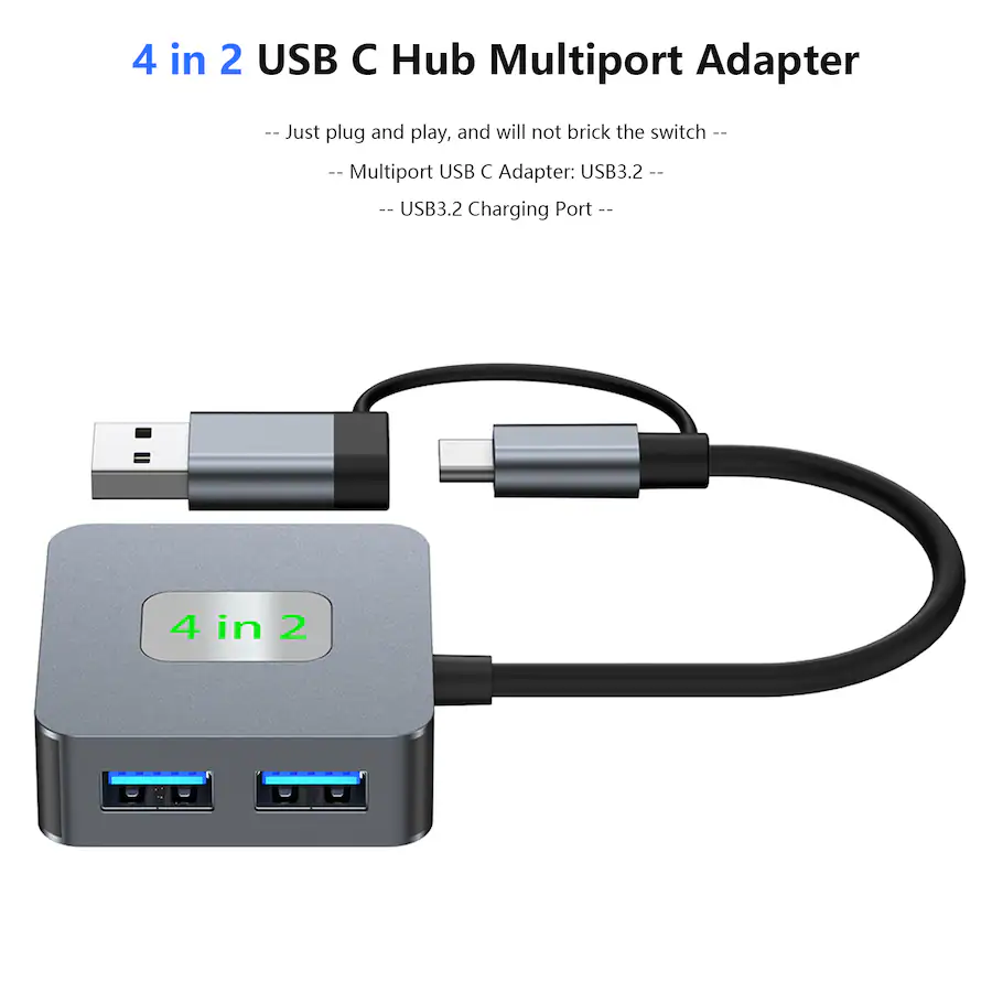 Topteng 4 Port USB 3 2 Hub 10Gbps Each Dual Input USB C USB A topteng-4-port-usb-3-2-hub-10gbps-each-dual-input-usb-c-usb-a