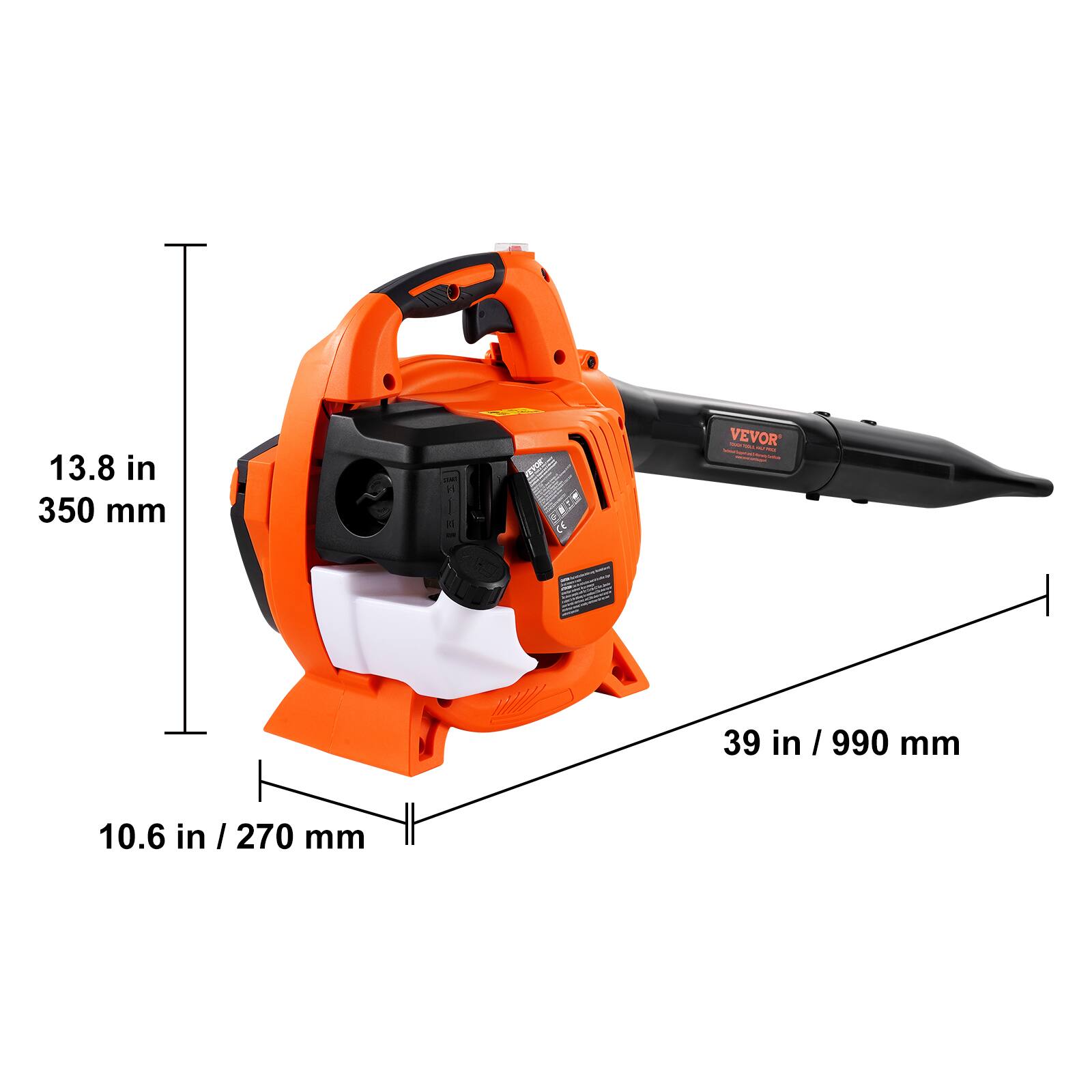 13.8 in / 350 mm  
10.6 in / 270 mm  
39 in / 990 mm