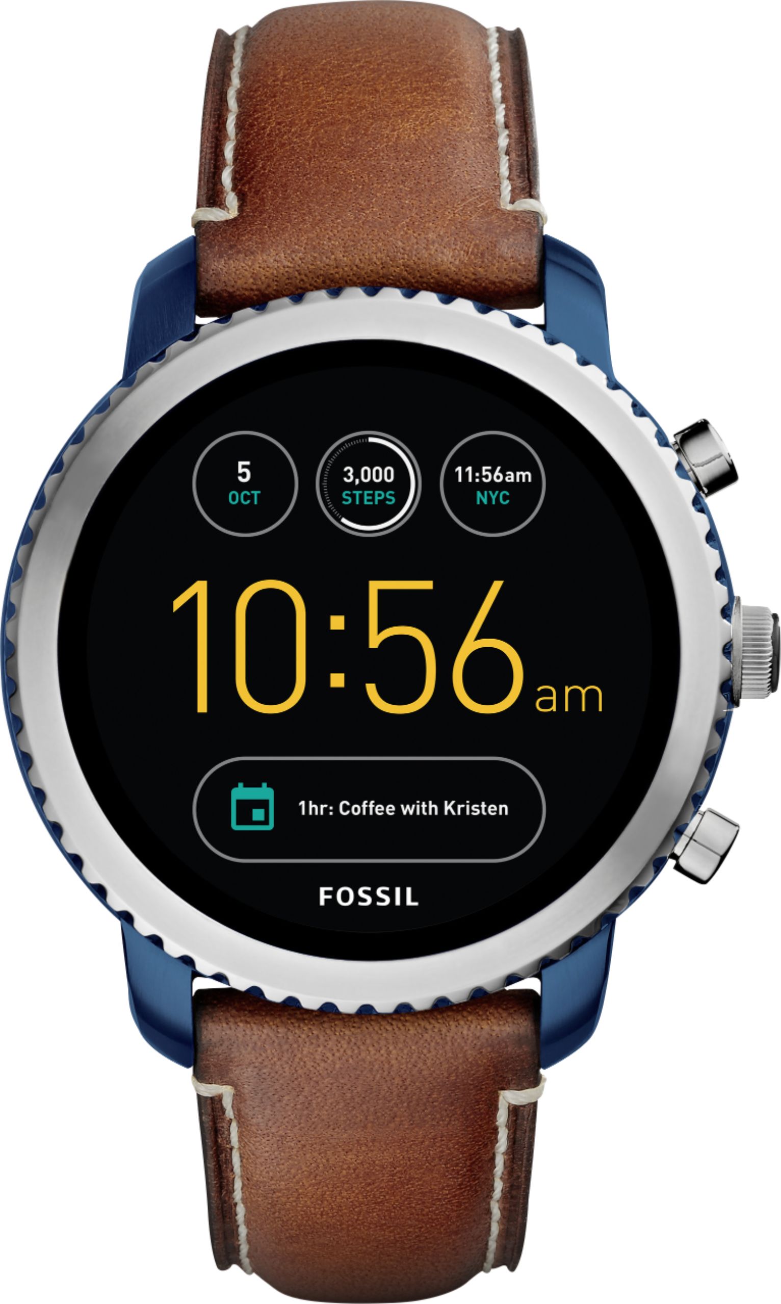 Best Buy: Fossil Q Explorist Gen 3 Smartwatch 46mm Stainless Steel Blue ...