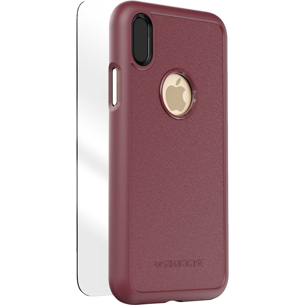Angle View: SaharaCase - dBulk Case with Glass Screen Protector for Apple iPhone X and XS - Plum