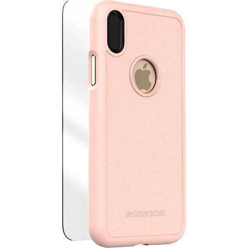 SaharaCase - dBulk Case with Glass Screen Protector for Apple iPhone X and XS - Rose Gold