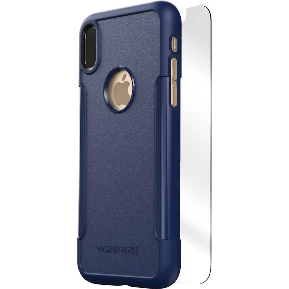 classic case with glass screen protector for apple iphone x and xs - navy classic case with glass screen protector for apple iphone x and xs - navy