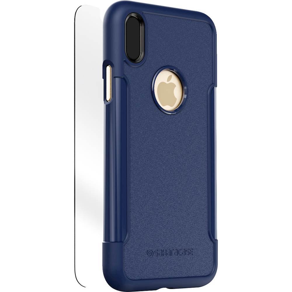classic case with glass screen protector for apple iphone x and xs - navy
